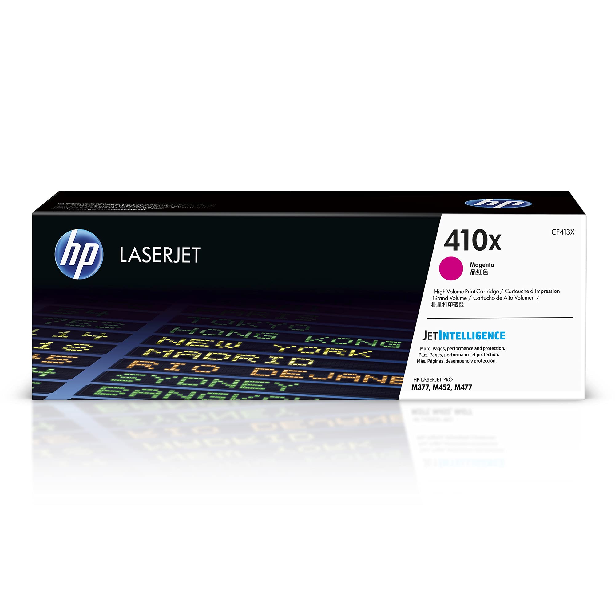 HP 410X Magenta High-yield Toner Cartridge | Works with HP Color LaserJet Pro M452 Series, HP Color LaserJet Pro MFP M377, M477 Series | CF413X