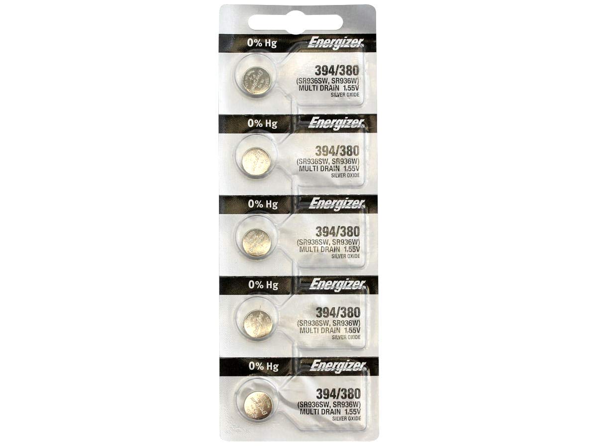 Energizer 394/380 (SR936W, SR936SW) Silver Oxide Watch Battery. On Tear Strip