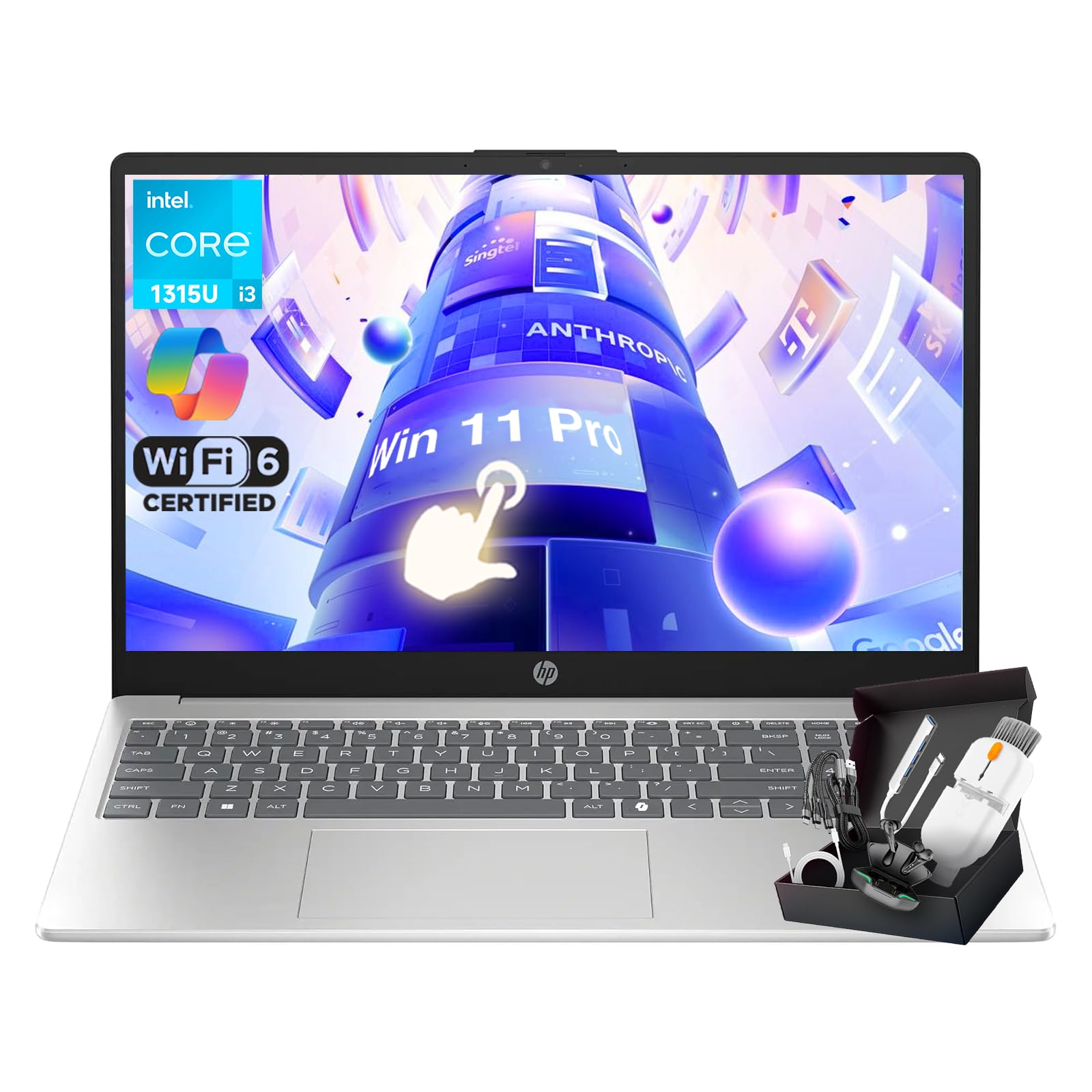 HP 2025 Updated 15.6" Touchscreen Laptop, Intel i3-1315U, 32GB RAM 1TB SSD, Win 11 Pro, Wi-Fi 6, Copilot Key, Anti-Glare Display, for Business & School, SXK Accessory Kit