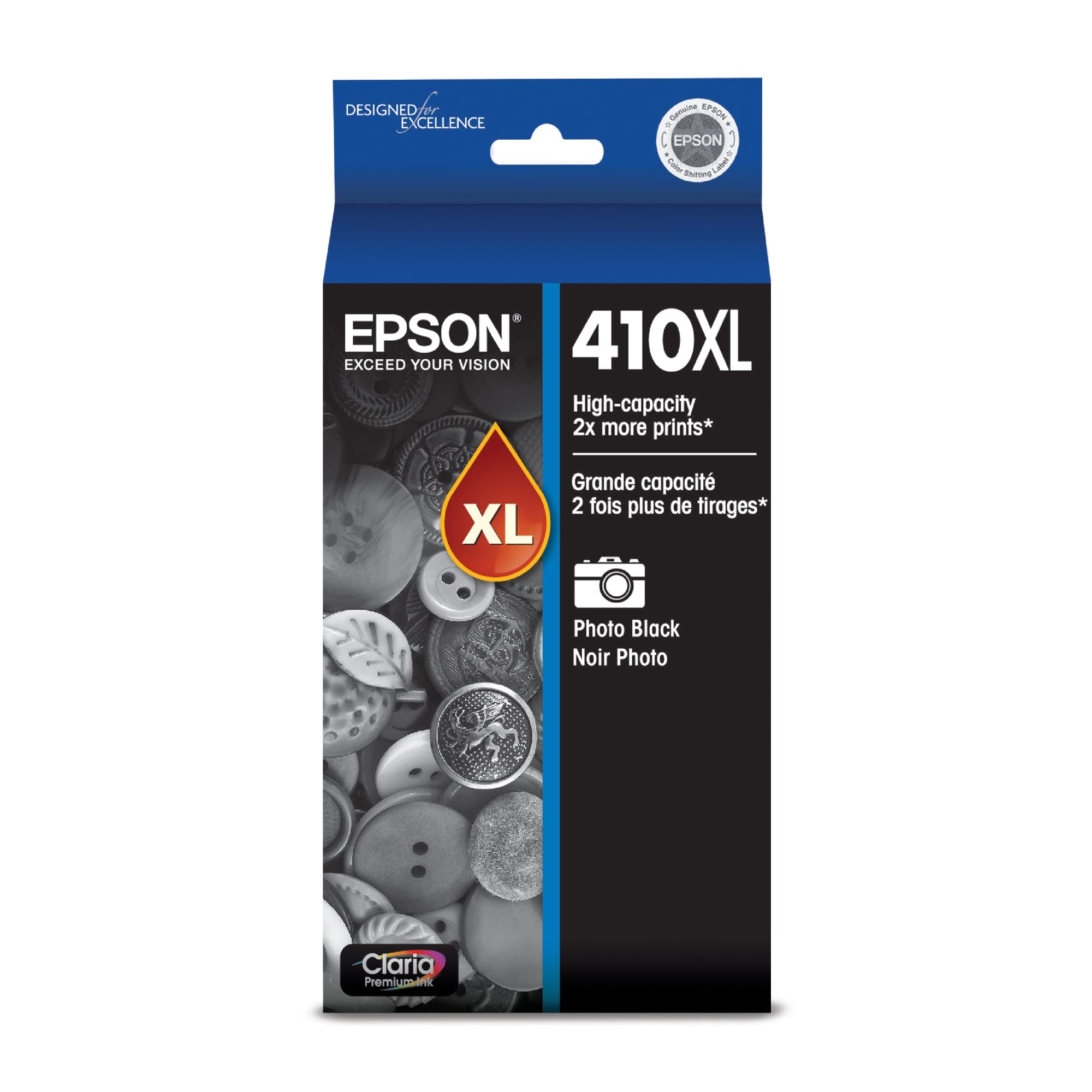 EPSON 410 Claria Premium Ink High Capacity Photo Black Cartridge (T410XL120) Works with Expression Premium XP-530, XP-630, XP-640, XP-7100, XP-830
