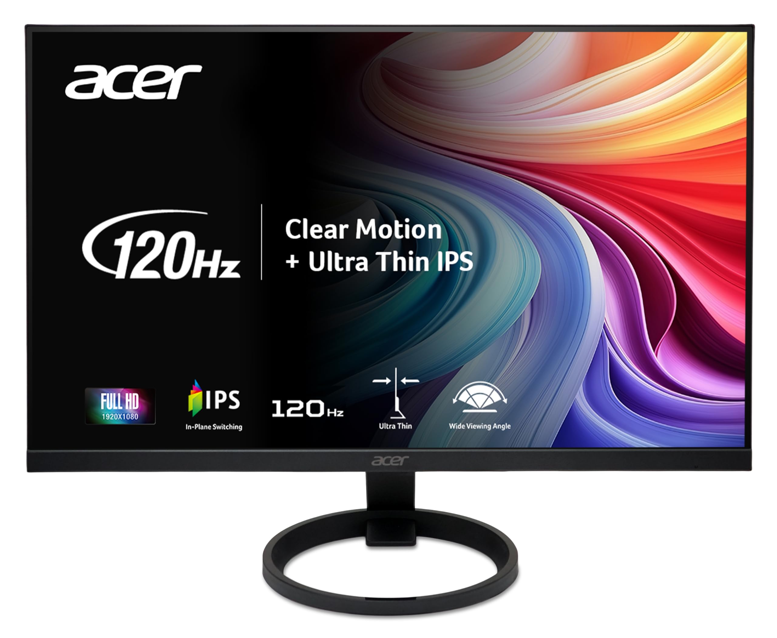 Acer R240Y G0bi 23.8" IPS Full HD (1920 x 1080) Ultra-Thin Gaming Office Monitor | Adaptive-Sync Support (FreeSync Compatible) | Up to 120Hz Refresh | 1ms (VRB) | 99% sRGB | Tilt | HDMI & VGA Ports