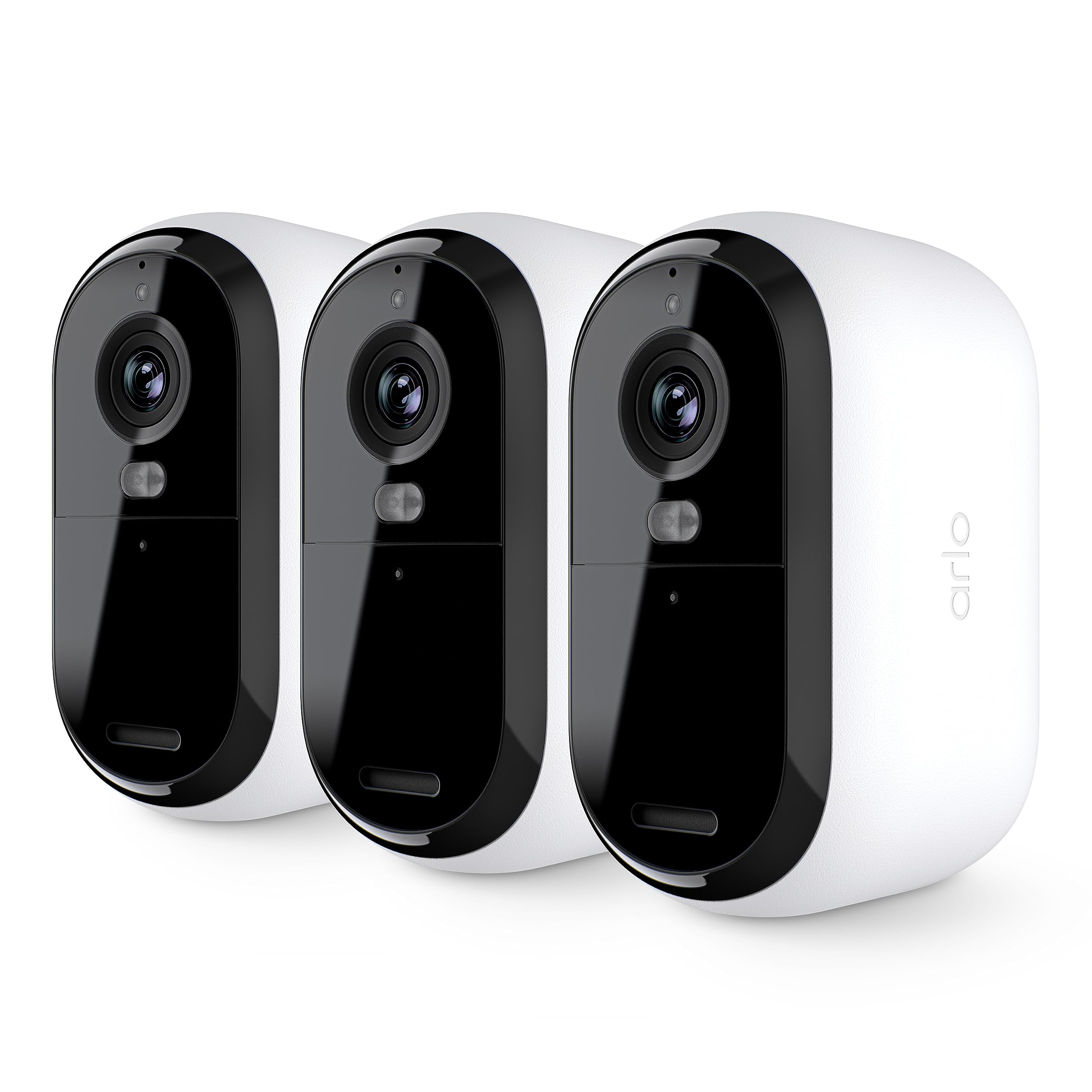 Arlo Essential 2K Security Cam (2nd Gen) – Wireless, Indoor/Outdoor, 3-Cam Set, Color Night Vision, 2-Way Audio, Motion Alerts, Spotlight – White (Renewed)