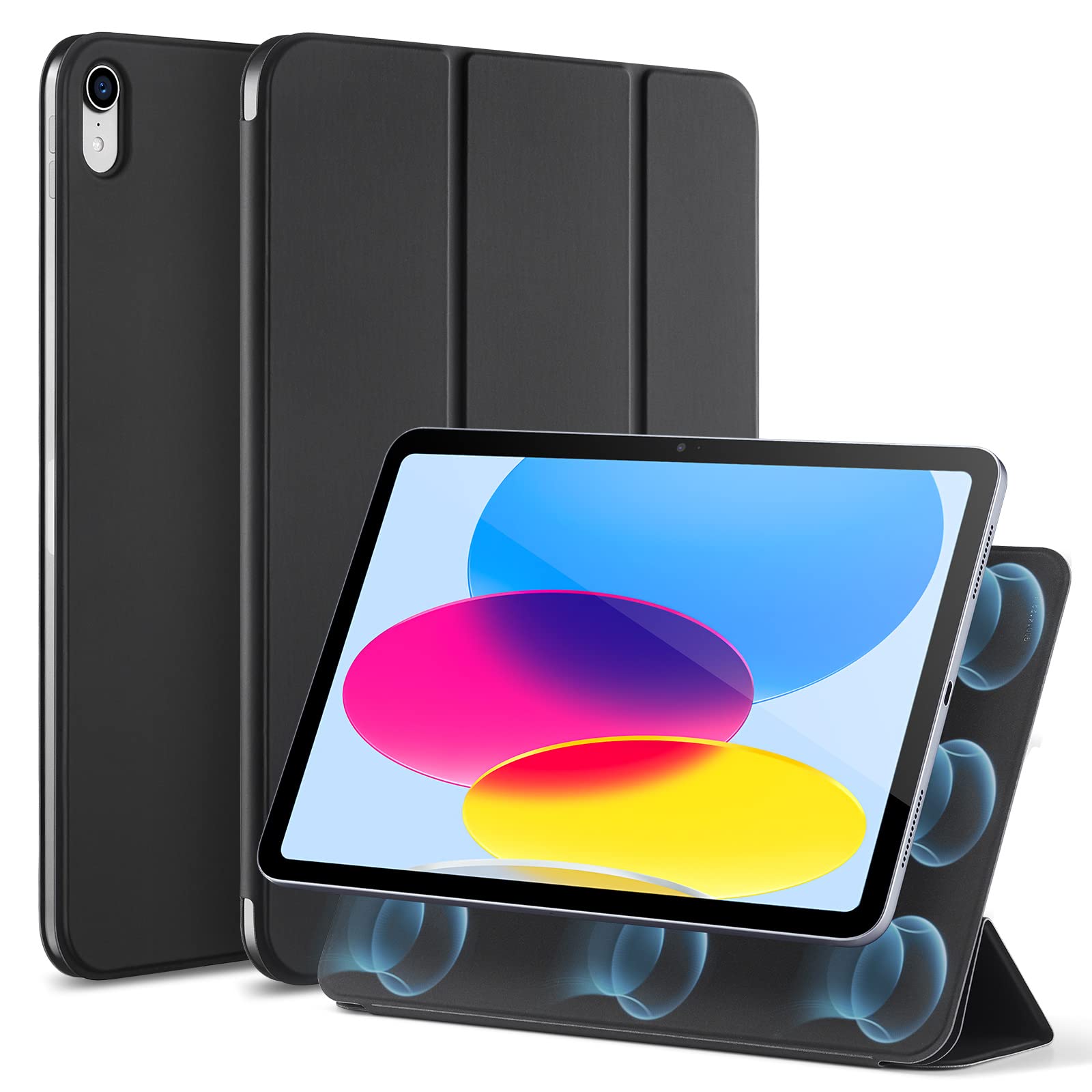 ESR for iPad (A16) 11th/10th Generation Case(2025/2022,10.9 Inch), Convenient Magnetic Attachment, Two-Way Trifold Stand, Lightweight Protection, Auto Sleep/Wake, Rebound Series, Black