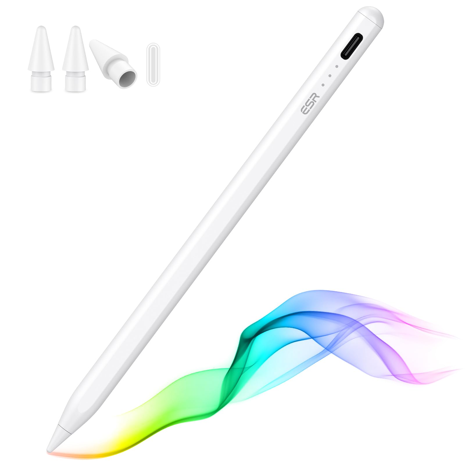 ESR Pencil (1st Generation) for iPad 2018-2025, Tilt Sensitivity, Palm Rejection, Compatible with iPad 11th(A16)/10th Generation,Air 11"/13", Pro 11"/12.9"/13",Mini 6/5, White