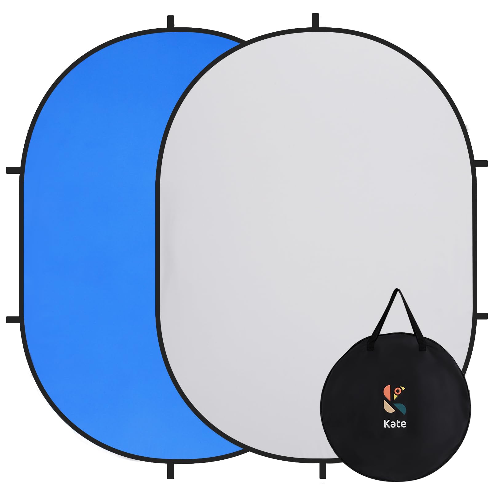 Kate Collapsible Pop-Up Backdrop for Self-Tape Auditions, Professional Headshots, Video Conferencing & Live Streaming - Portable Photography Background (5'x6.5' / 1.5x2m, Blue/Gray)