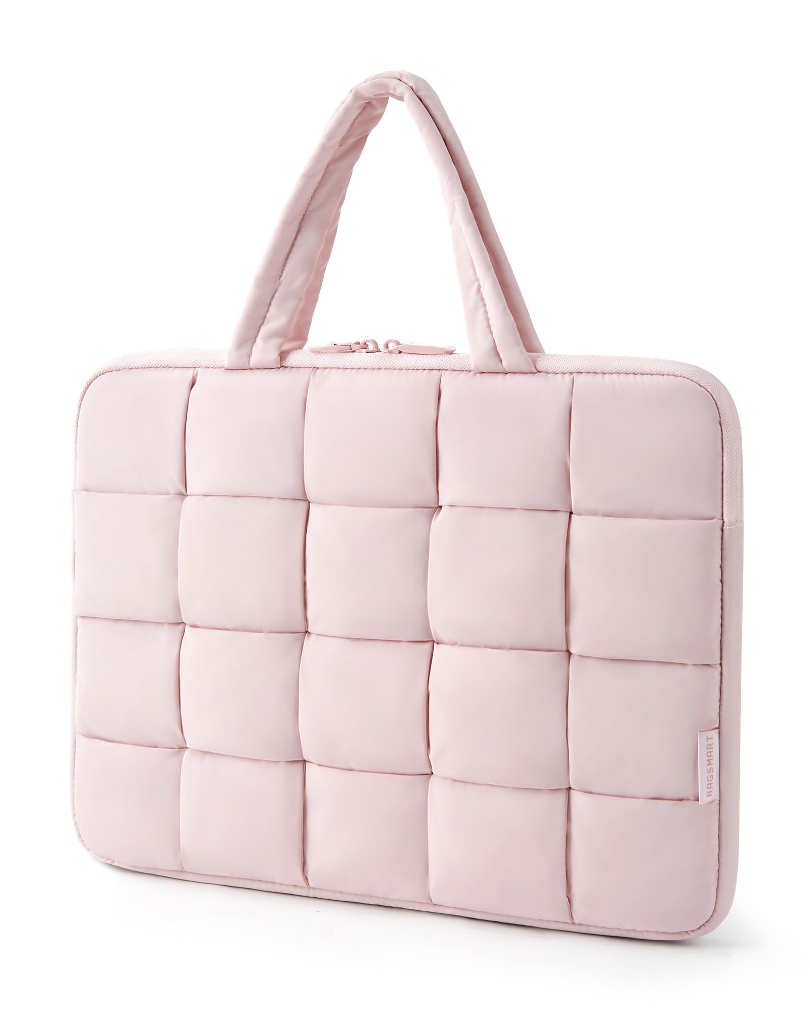 BAGSMART 15.6 Inch Laptop Case, Lightweight Puffy Laptop Sleeve with Handle, Compatible with MacBook Air Pro 15 16 Inch M4 M3 M2 M1, Laptop Bag for Women Fitted with Dell,HP, Pink