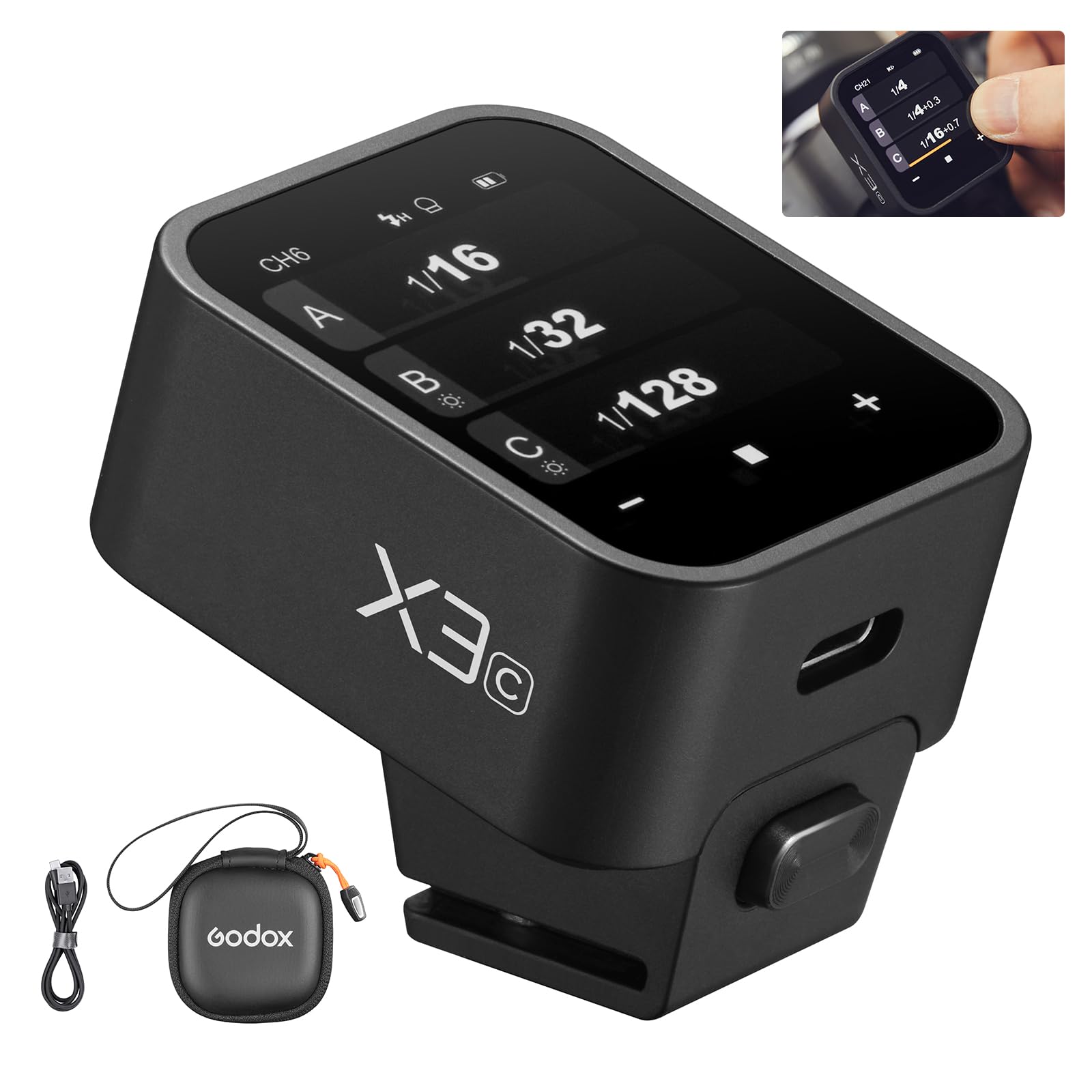 Godox X3C X3 C X3-C TTL Wireless Flash Trigger Compatible for Canon Camera, OLED Touchscreen Flash Transmitter,Built-in Lithium Battery+Quick Charge(Upgrade Version of X2T-C/Xpro-C/XProII-C)