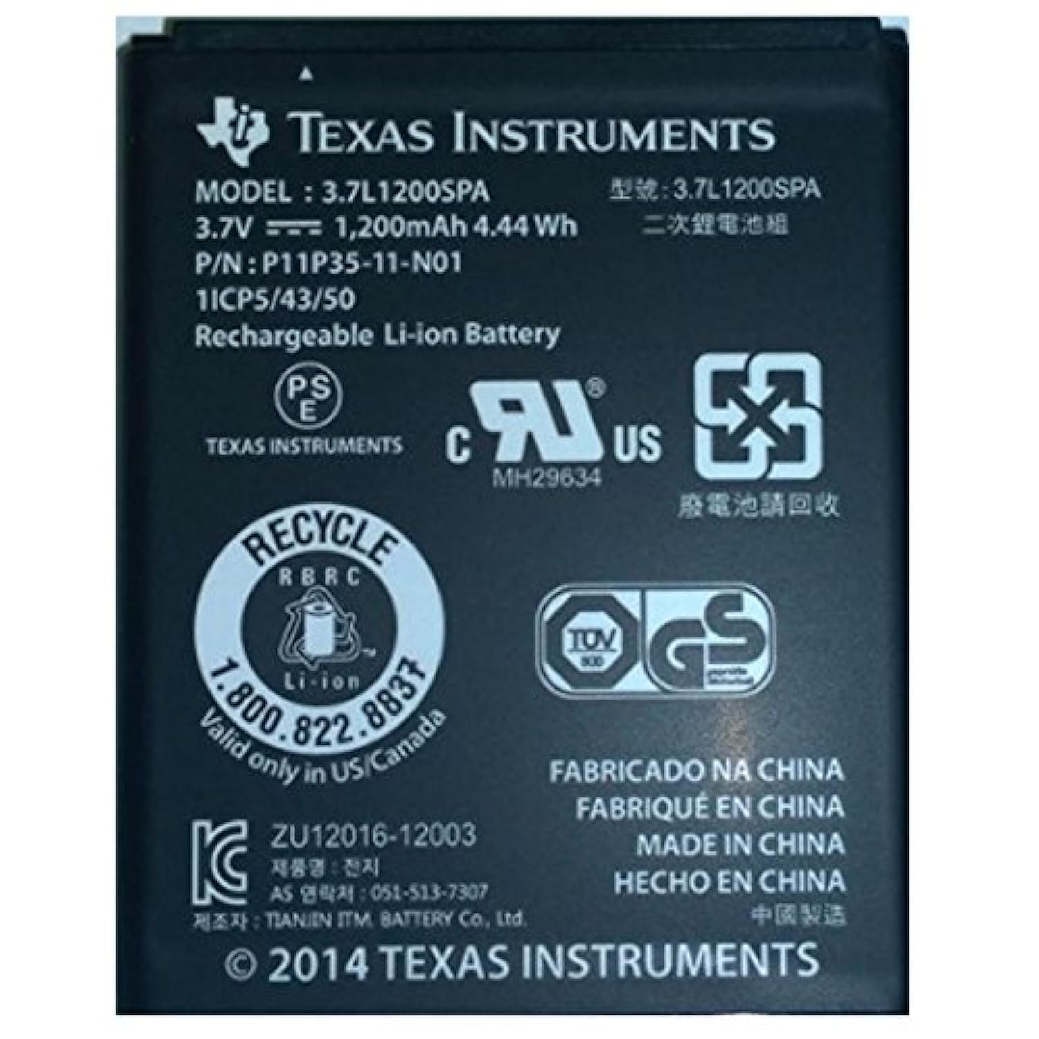 Texas Instruments XXBT-KT-B Rechargeable Battery without Wire