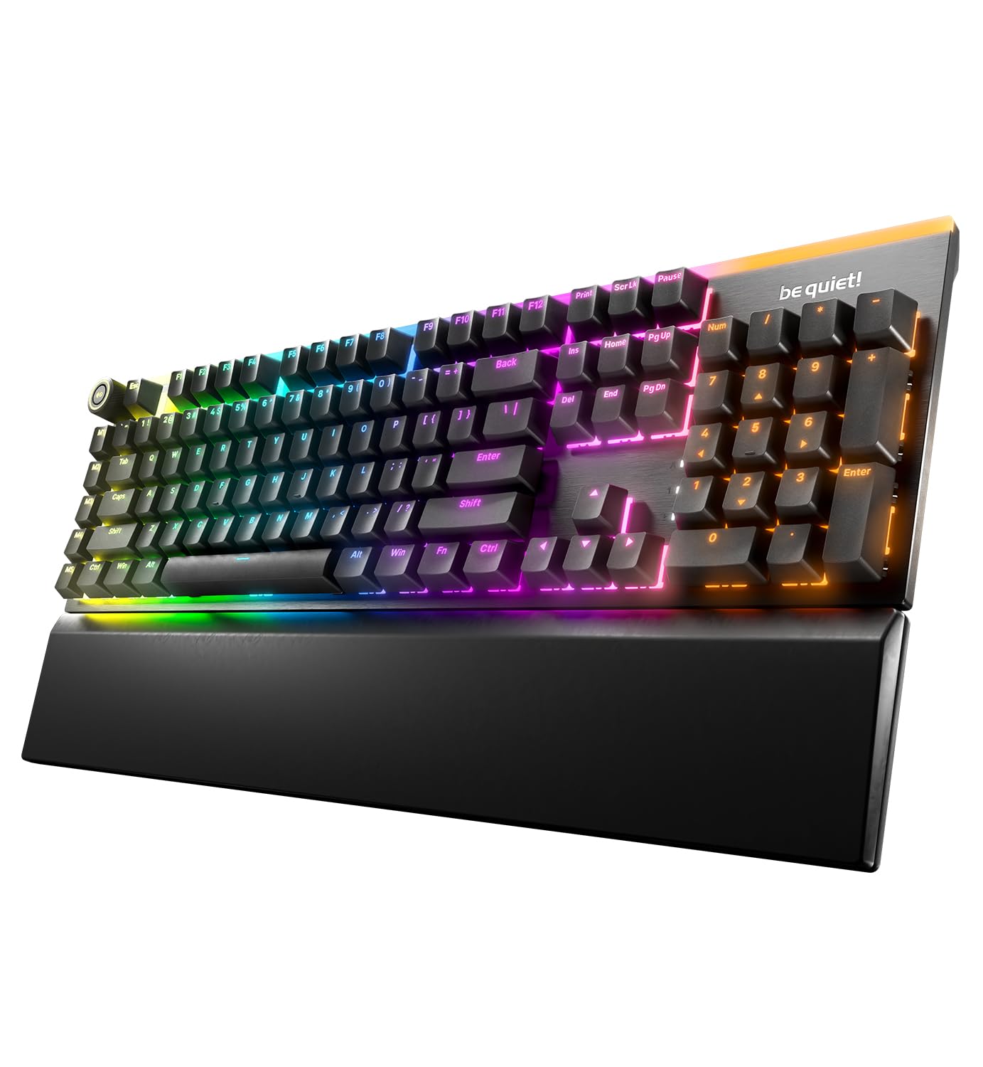be quiet! Light Mount Mechanical Keyboard | Linear | Hot-Swappable Lubricated Silent Switches | 3D Media Wheel | ARGB Keyboard | Quality PBT Double-Shot Keycaps | Programmable | BT003US