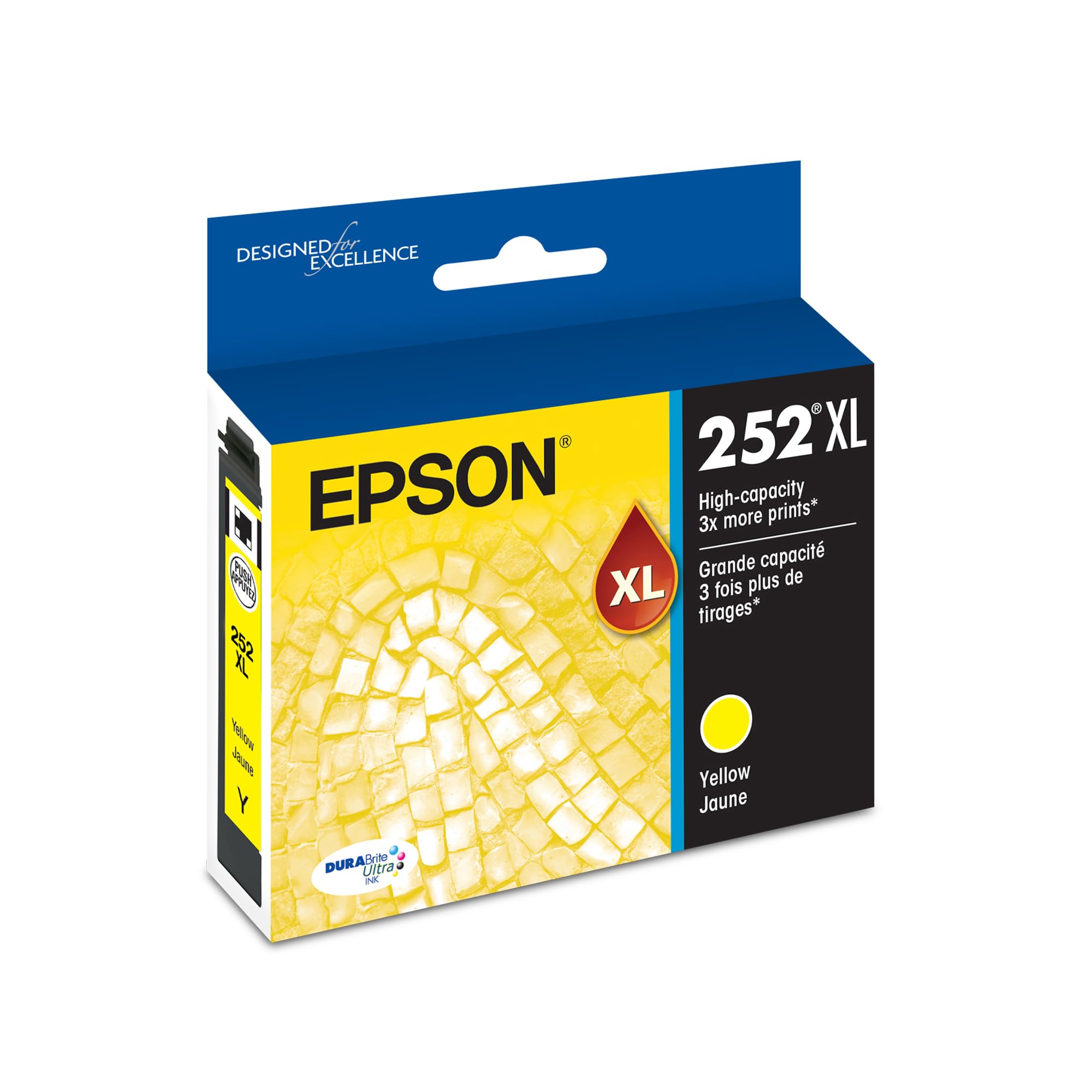 EPSON 252 DURABrite Ultra Ink High Capacity Yellow Cartridge (T252XL420-S) Works with WorkForce WF-3620, WF-3640, WF-7110, WF-7610, WF-7620, WF-7710, WF-7720, WF-7210