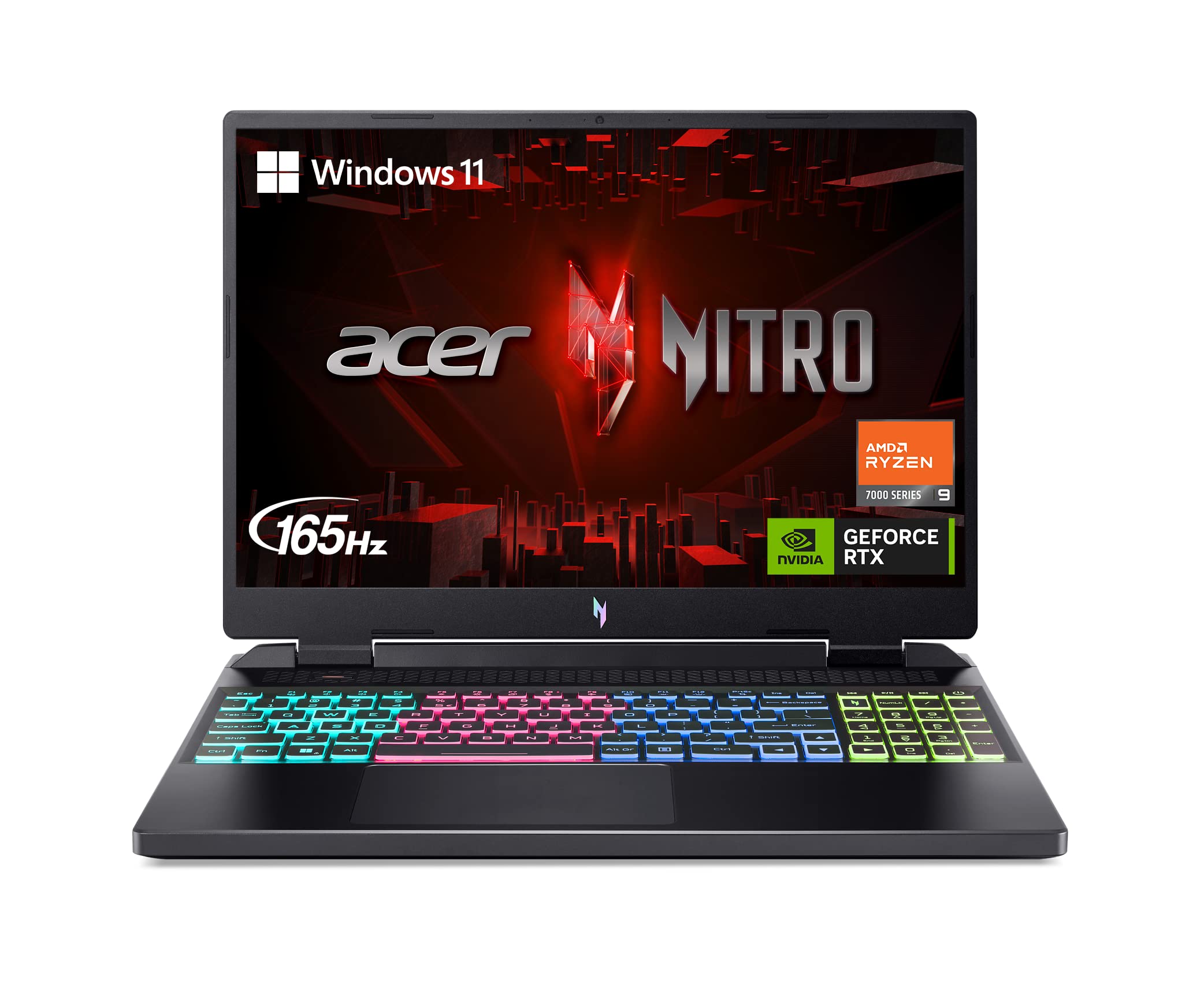 Acer Nitro 16 Gaming Laptop | AMD Ryzen 9 7940HS Octa-Core CPU | NVIDIA GeForce RTX 4070 Laptop GPU | 16" WQXGA 165Hz IPS Display | 16GB DDR5 | 1TB Gen 4 SSD | Wi-Fi 6E | RGB Backlit KB | AN16-41-R5KC