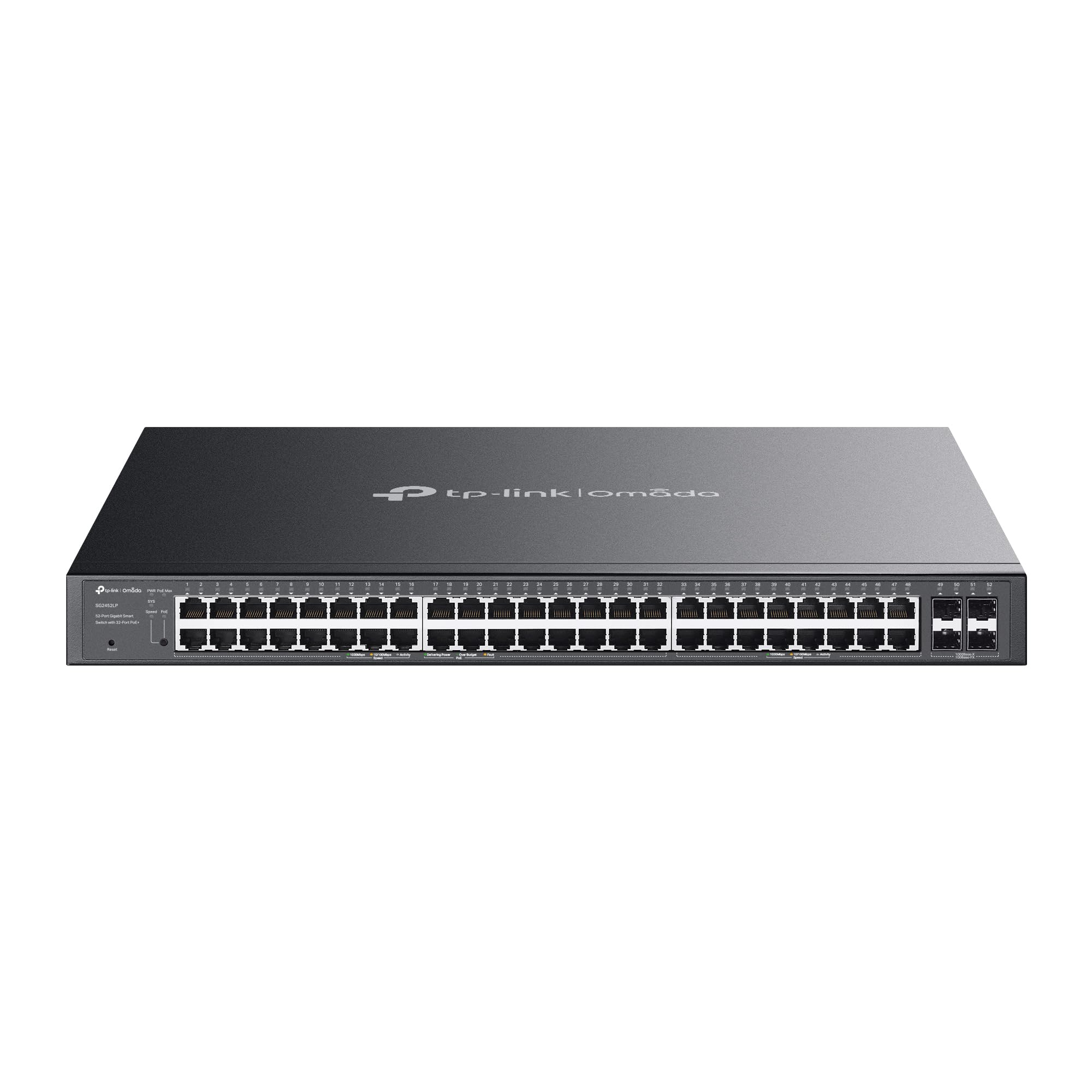 TP-Link 48 Port PoE Gigabit Switch(SG2452LP) | 32 PoE+ Ports, 16 Non-PoE Ports, 4 SFP Ports | 230W Budget | Omada Full Managed | Fanless | L2 Managed | VLAN, ZTP, LAG, PoE Recovery | 5-Year Warranty