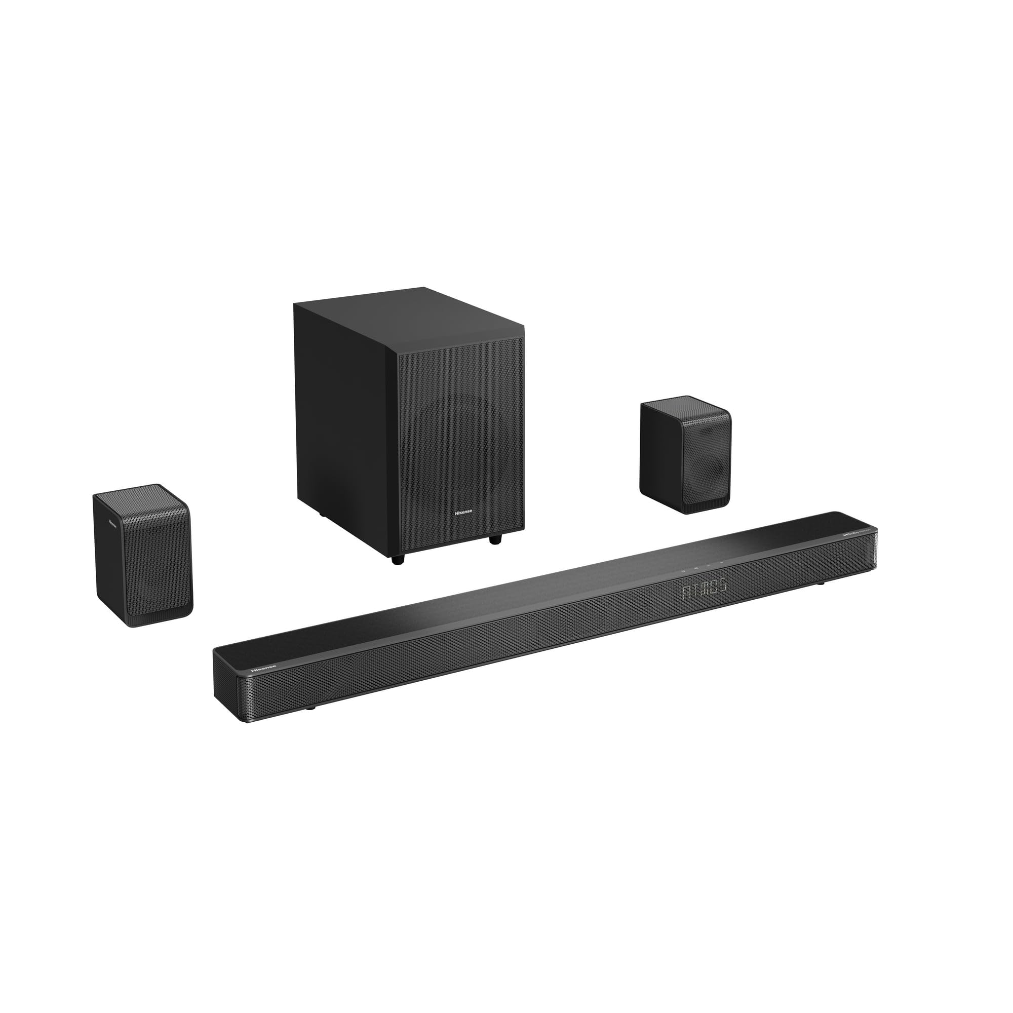 Hisense AX Series 5.1.2 Ch 420W Soundbar with Wireless Subwoofer & Wireless Rear Satellite Speakers, and Dolby Atmos AX5120G, Black (Renewed)