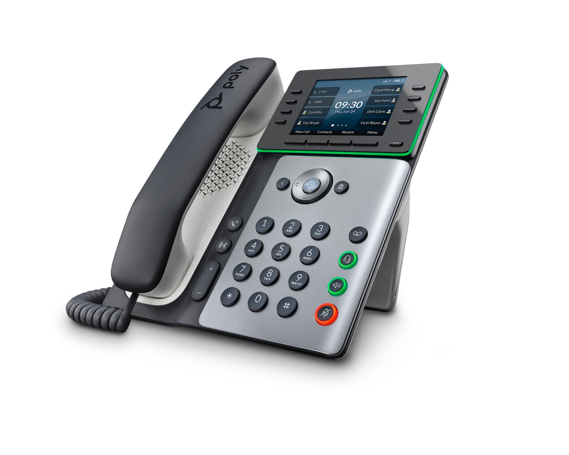 Poly Edge E350 IP Desk Phones (Plantronics + Polycom) – Easy to Install with Included Wi-Fi – 8-line Keys Supporting up to 32 Lines - Integrated Bluetooth for Mobile Phone and Headset Pairing