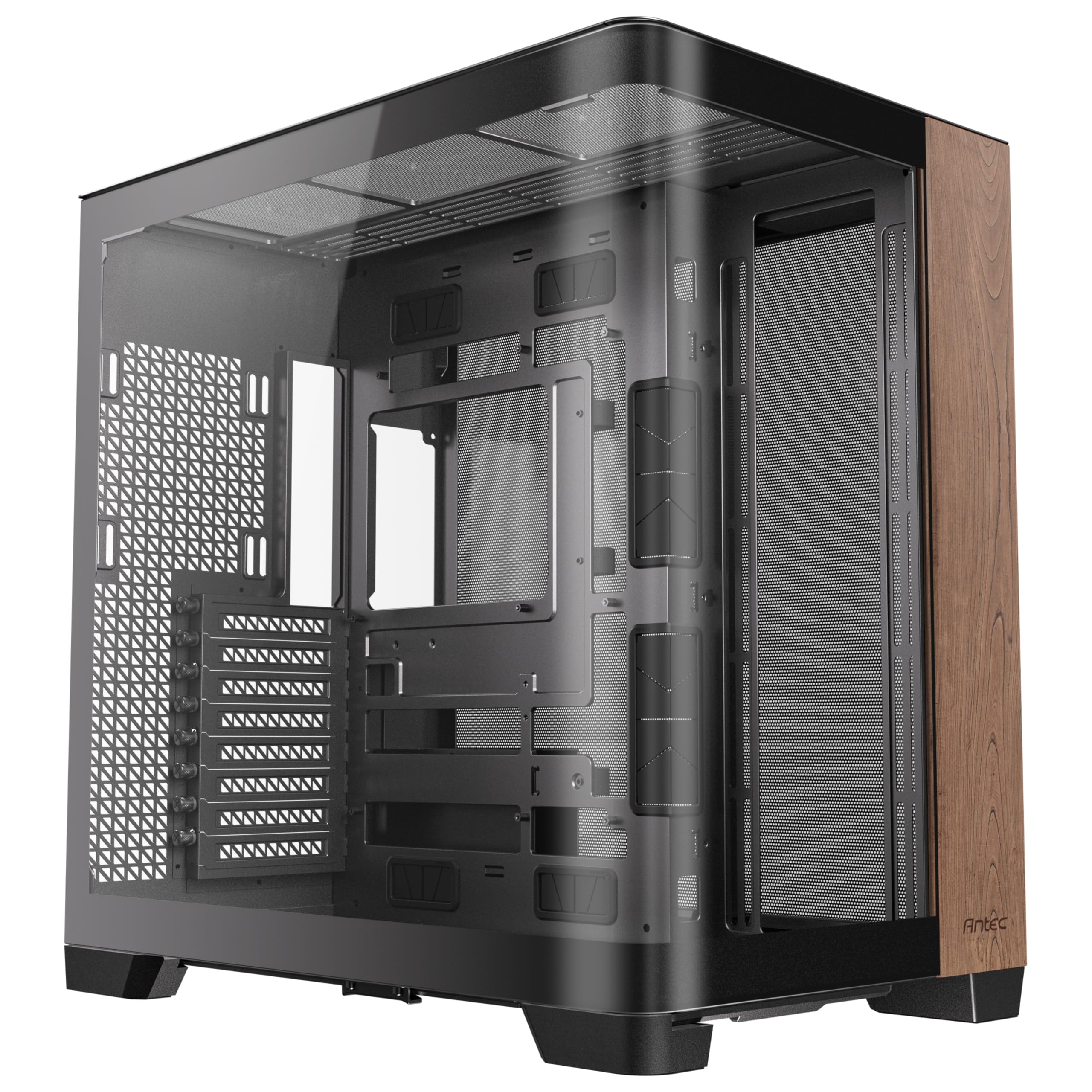 Antec C8 Curve Wood, Fans not Included, Wooden Front Panel, Super Wide Angle Single Curved Glass, Dual-Chamber Layout, Type-C, 360mm Radiator Support, RTX 40 Compatible, Full-Tower E-ATX PC Case