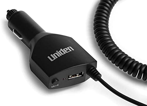 Uniden LRDACWM044 Radar Detector Smart Power Cord w/Mute Button and USB Charging for R1, R3, R7, & DFR Series, 12V DC Cig Adapter