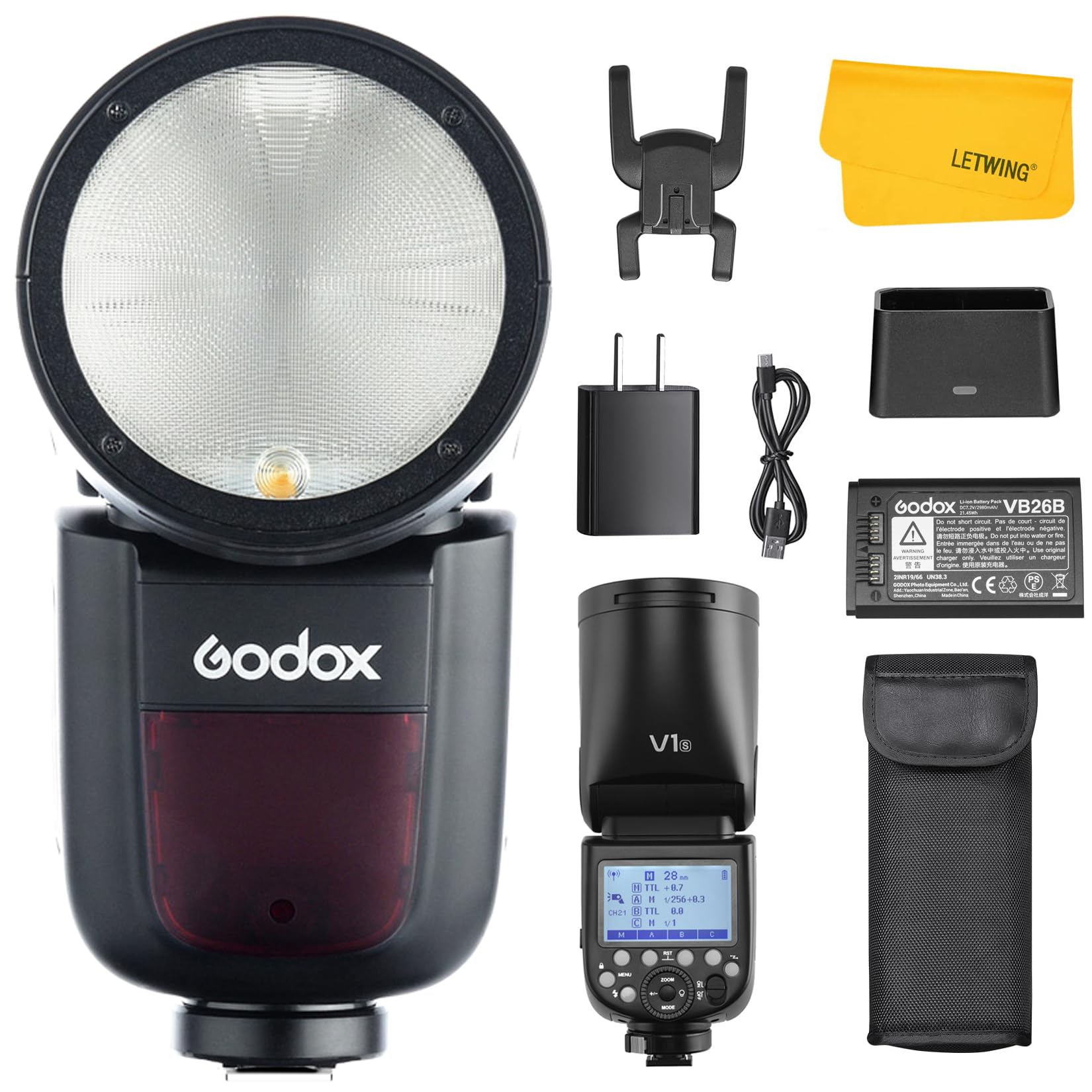 GODOX V1 V1-S Flash for Sony, 76Ws 2.4G TTL Speedlite for Sony HSS 1/8000s, 480 Full Power Shots, Rechargeable Li-ion Battery, 1.5s Recycle Time, 10 Levels LED Modeling Lamp