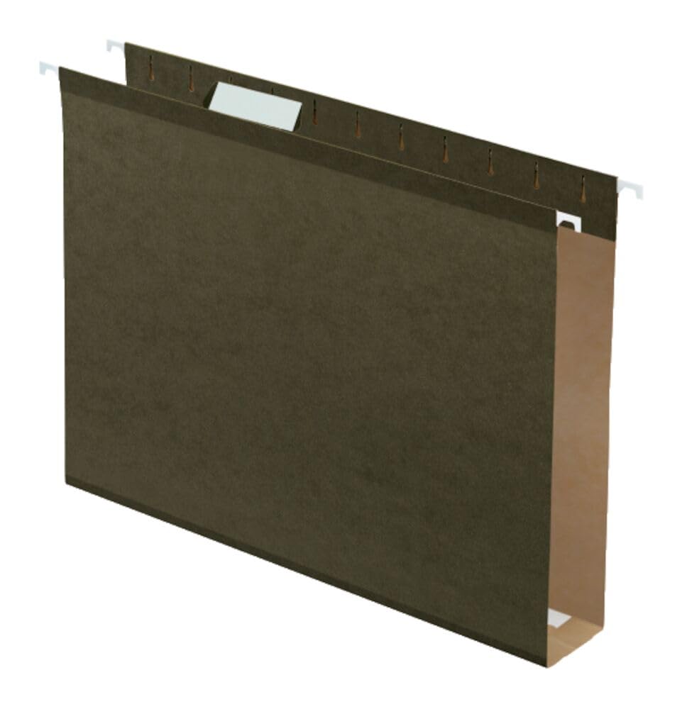 Pendaflex Extra Capacity Reinforced Hanging File Folders, 2", Letter Size, Standard green, 1/5 Cut, 25/BX (04152X2)