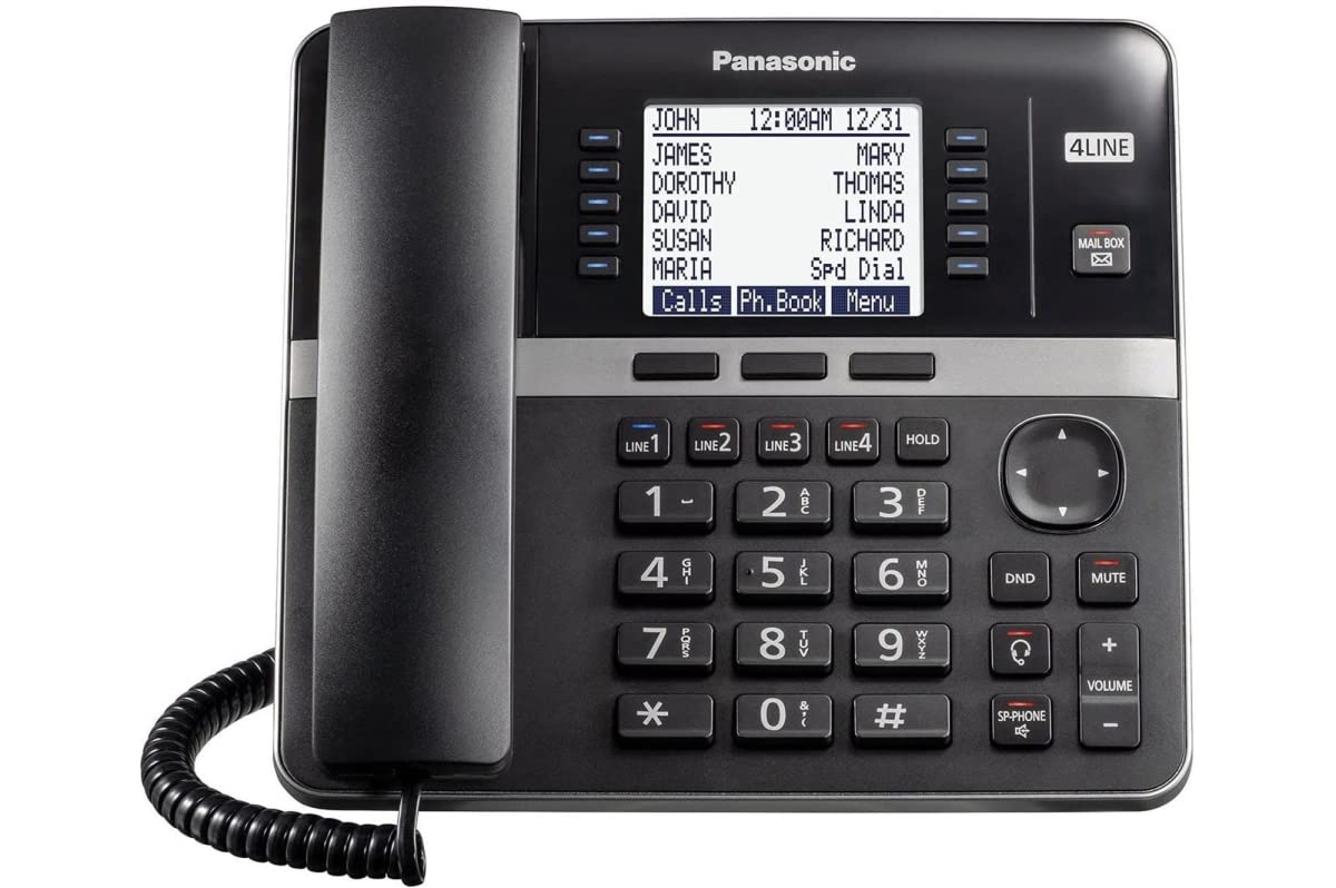 Panasonic Office Phone System, Corded Base Station with 4-Lines Expandable with Up to 10 Compatible Panasonic Business Phones Wirelessly - KX-TGW420B (Black)