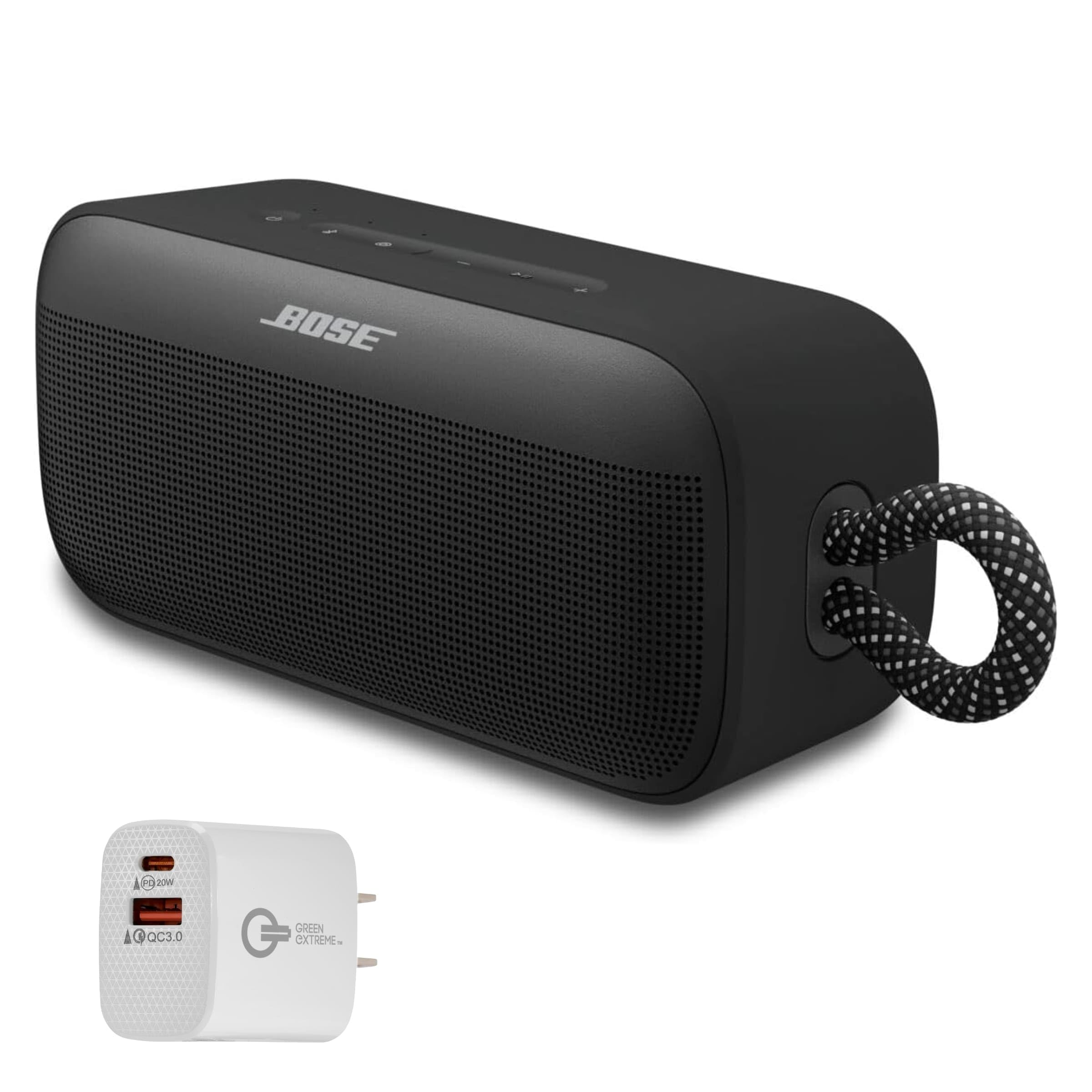 Bose SoundLink Plus Portable Bluetooth Speaker, Wireless Outdoor Speaker, Up to 20 Hours Battery Life, Waterproof and Dustproof + Green Extreme 20W 2-Port Wall Charger (Black)
