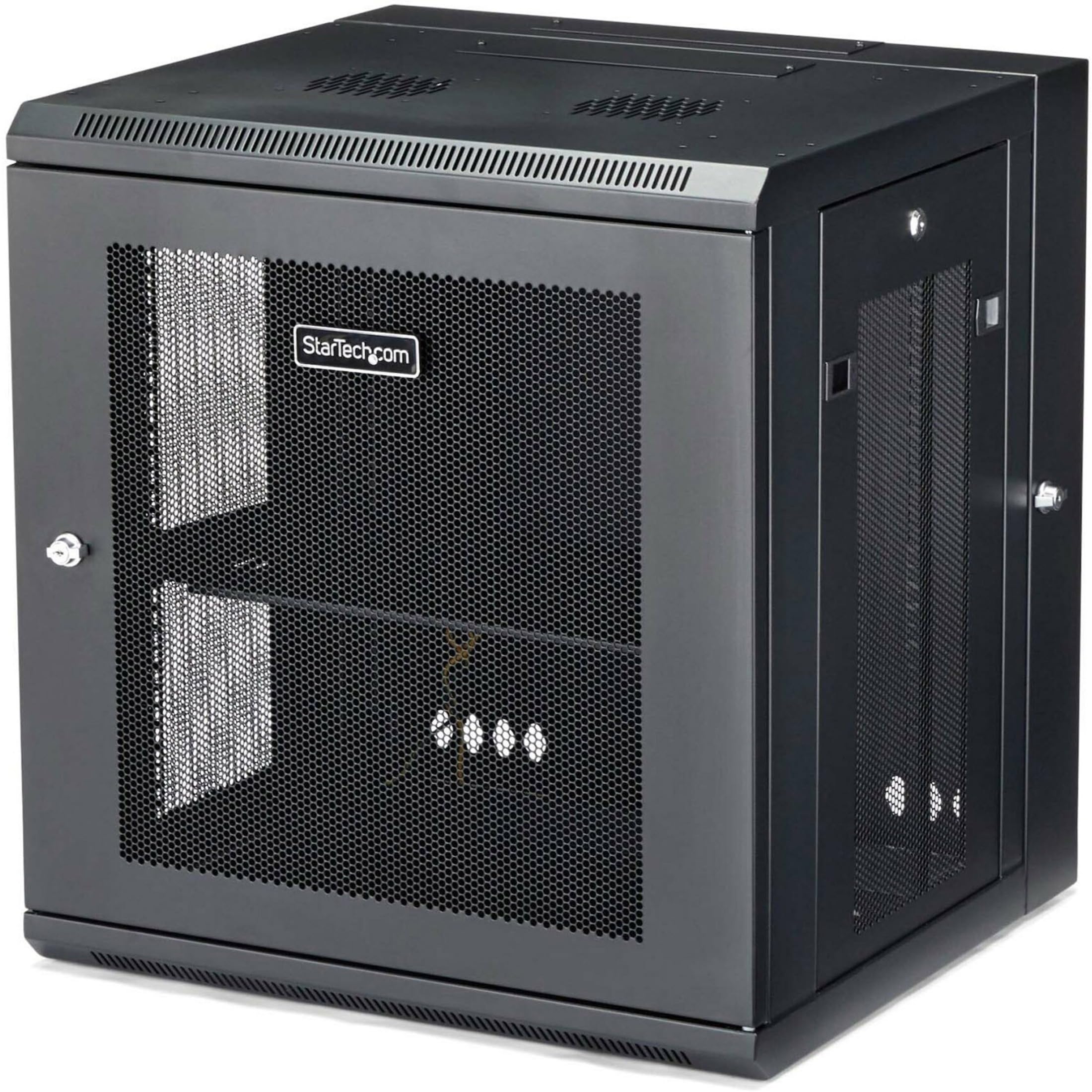StarTech.com 4-Post 12U Wall Mount Network Cabinet with 1U Shelf, 19in Wall-Mounted Server Rack Kit, Up to 16in Mounting Depth, Ships Fully Assembled