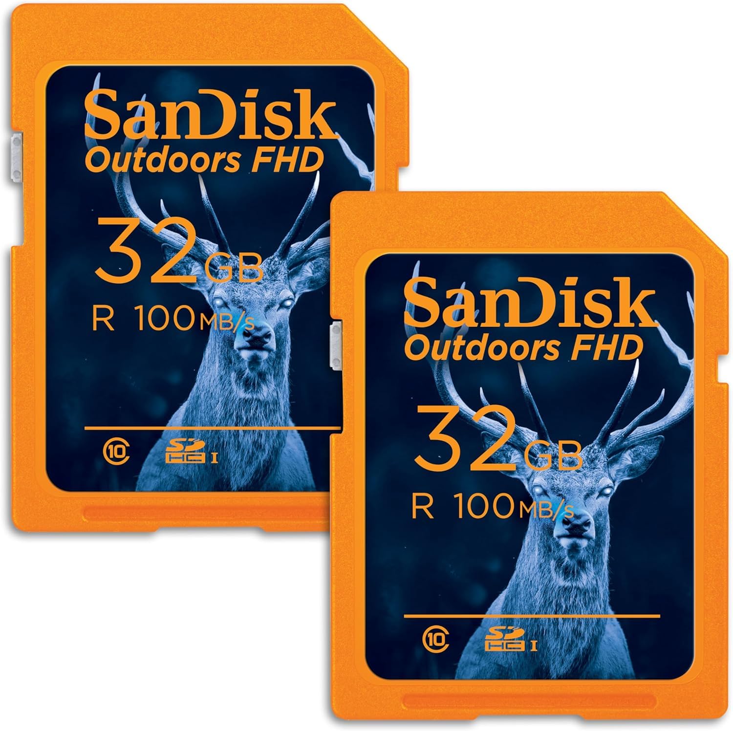 SanDisk 32GB 2-Pack Outdoors FHD SDHC UHS-I Memory Card (2x32GB)- Up to 100MB/s, C10, Trail Camera SD Card - SDSDUNR-032G-GN6V2