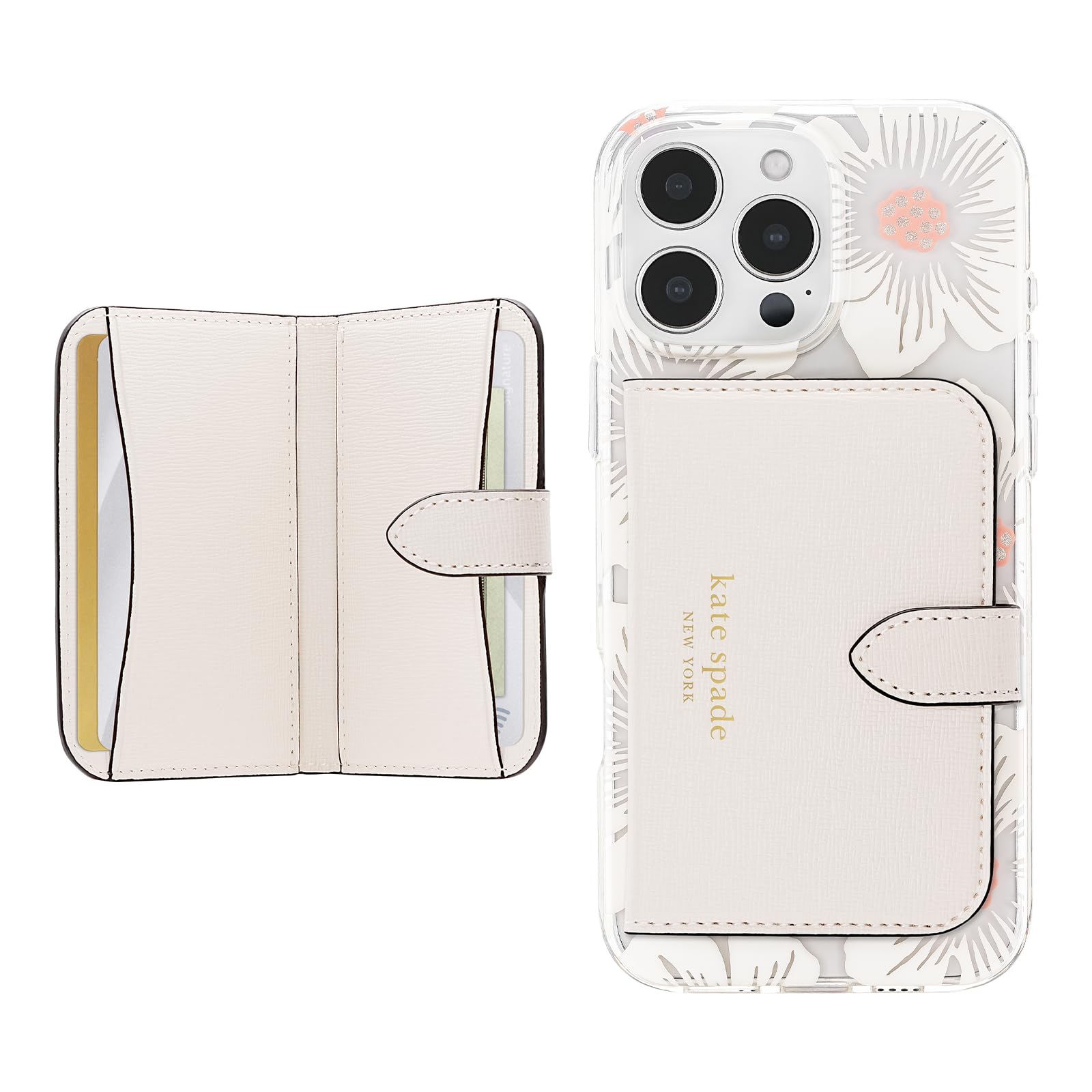 kate spade new york Morgan Magnetic Phone Wallet/Card Holder - Compatible with MagSafe Phones and Cases - Cream