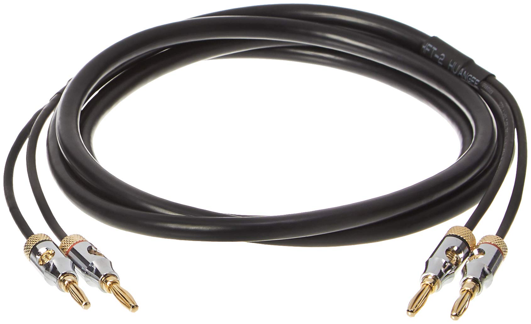 Amazon Basics Banana Plug 16AWG Speaker Cable Wire, CL2 Rated with Gold-Plated Banana-Tip Plugs (4mm), 99.9% Oxygen-Free Stranded Copper Wire, 6 foot, Black