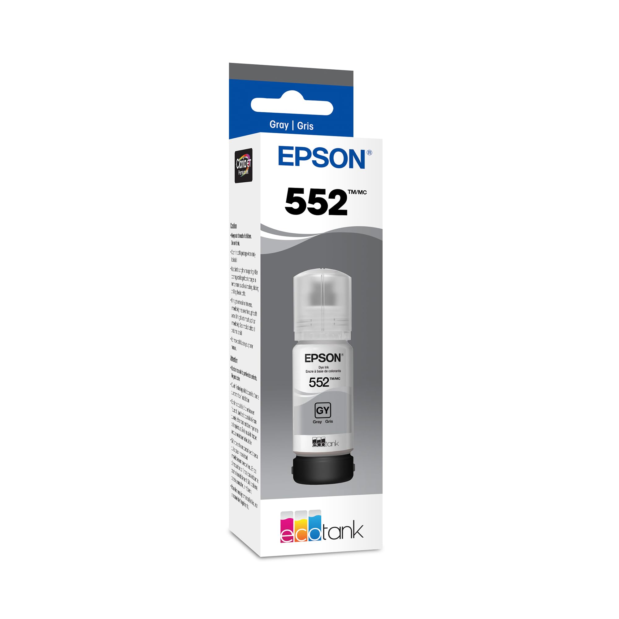 Epson 552 EcoTank Ink Ultra-high Capacity Bottle Gray (T552520-S) Works with EcoTank Photo ET-8500, ET-8550
