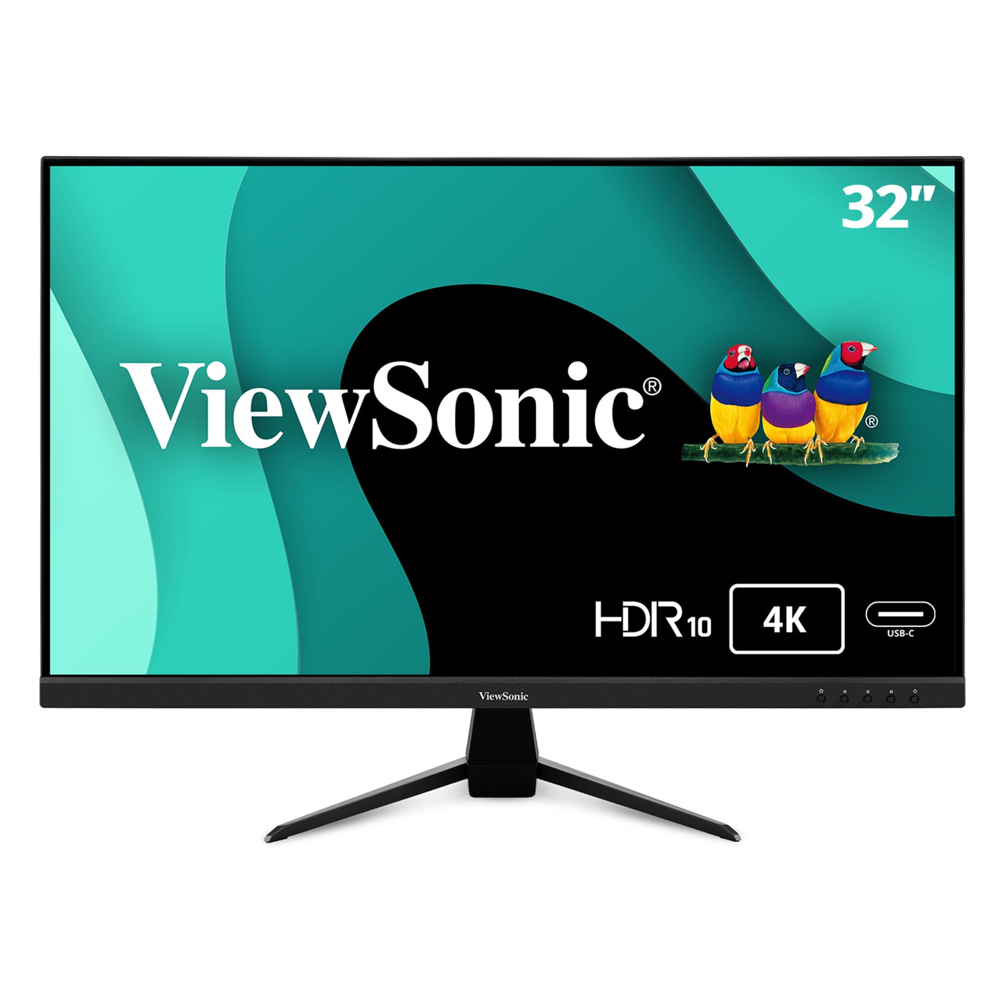 ViewSonic VX3267U-4K 4K UHD 32 Inch IPS Monitor with 65W USB C, HDR10 Content Support, Ultra-Thin Bezels, Eye Care, HDMI, and DP Input, Black