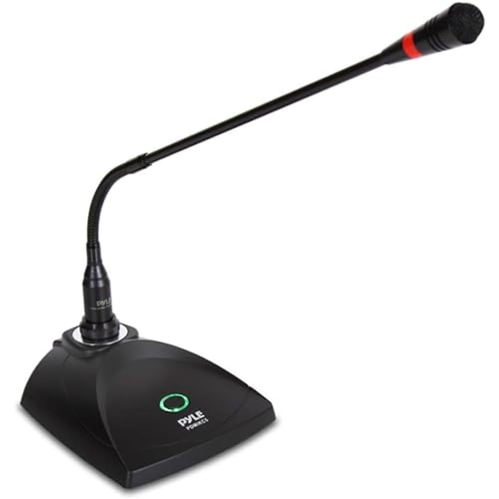 Desktop Gooseneck Wired Microphone System - Table Mounted Corded Voice Condenser Mic with Pop Filter - XLR to 1/4'' Sound Cord - for Karaoke, Conference, Studio Audio Recording - Pyle PDMIKC5 Black