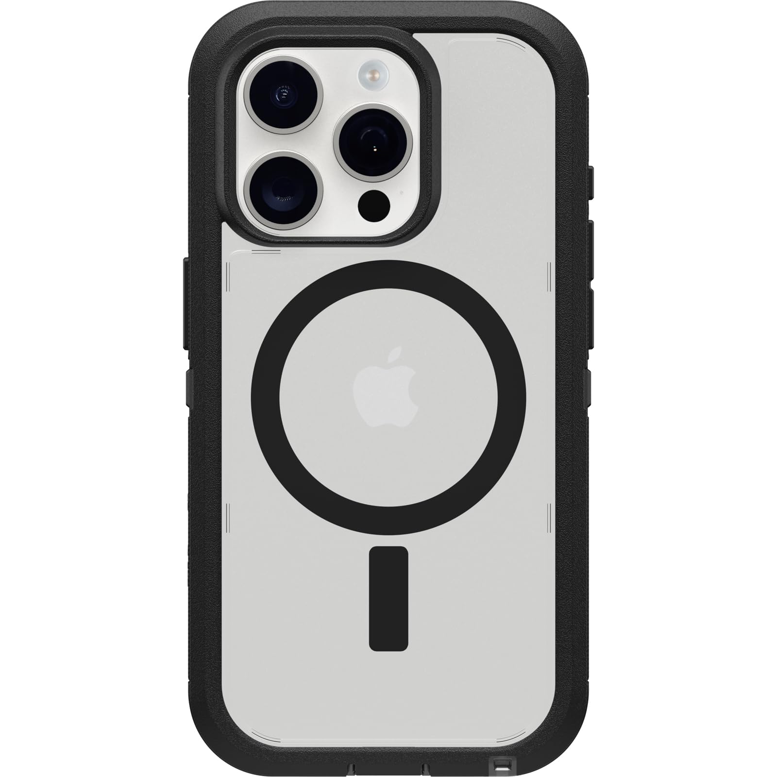 OtterBox iPhone 15 Pro (Only) Defender Series XT Clear Case - Dark Side (Black/Clear), screenless, Rugged, Snaps to MagSafe, Lanyard Attachment