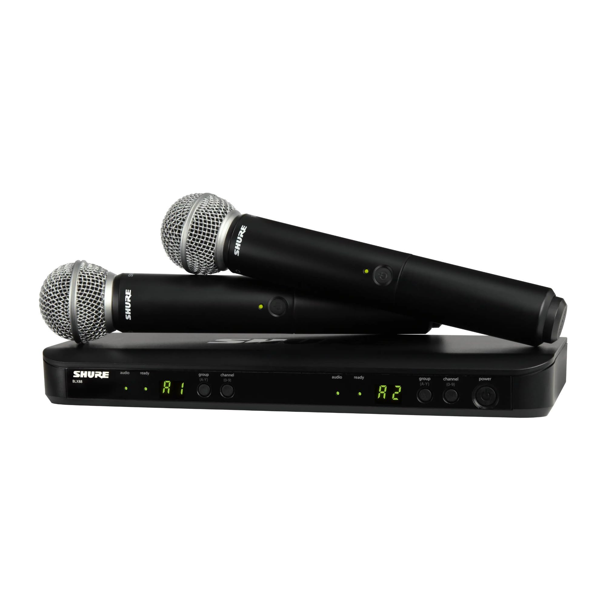 Shure BLX288/SM58 Wireless Microphone System - 14-Hour Battery Life, 300 ft Range, UHF | Includes (2) SM58 Handheld Vocal Mics, Dual Channel Receiver | J11 Band (BLX288/SM58-J11)