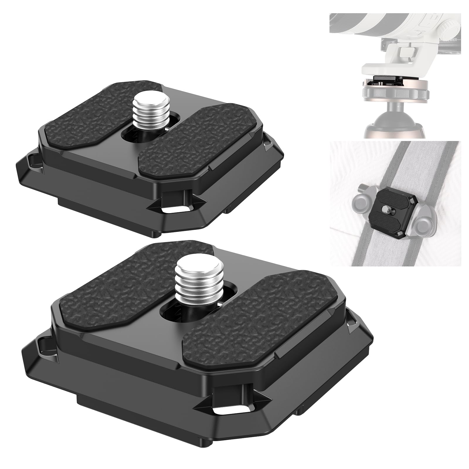 NEEWER 2 Pack Quick Release Plate 38mm Square Arca Type QR Camera Mount Plate Compatible with Peak Design Capture V3 Camera Clip, Tripod Head to Shoulder Strap Quick Switch with 4 Safety Pins, QPR-5