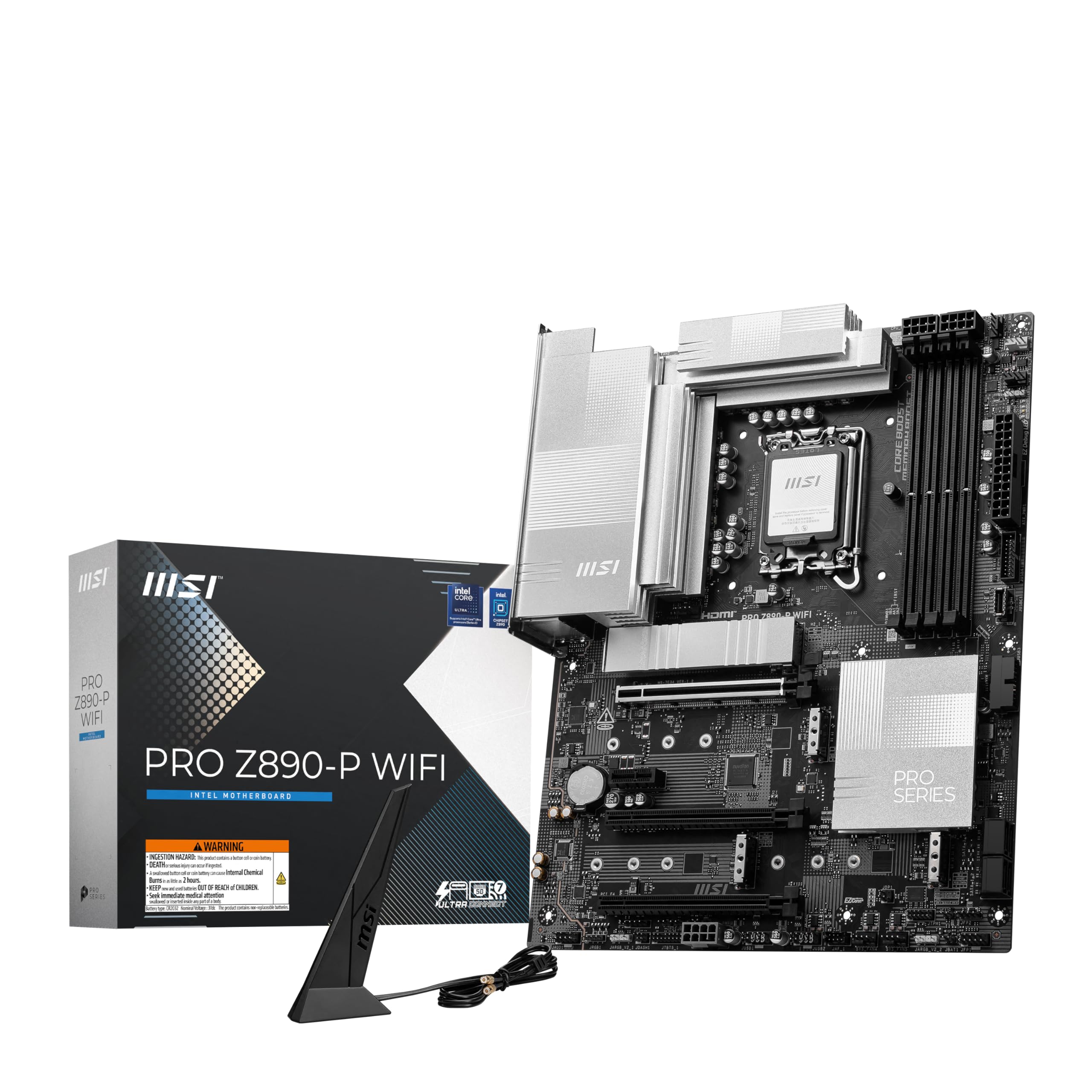 MSI PRO Z890-P WiFi ProSeries Motherboard (Supports Core Ultra Series 2 Intel Processors, LGA 1851, DDR5, PCIe 5.0, M.2, SATA, 5Gbps LAN, USB Type-C, Wi-Fi 7, Bluetooth 5.4, Thunderbolt 4, ATX)