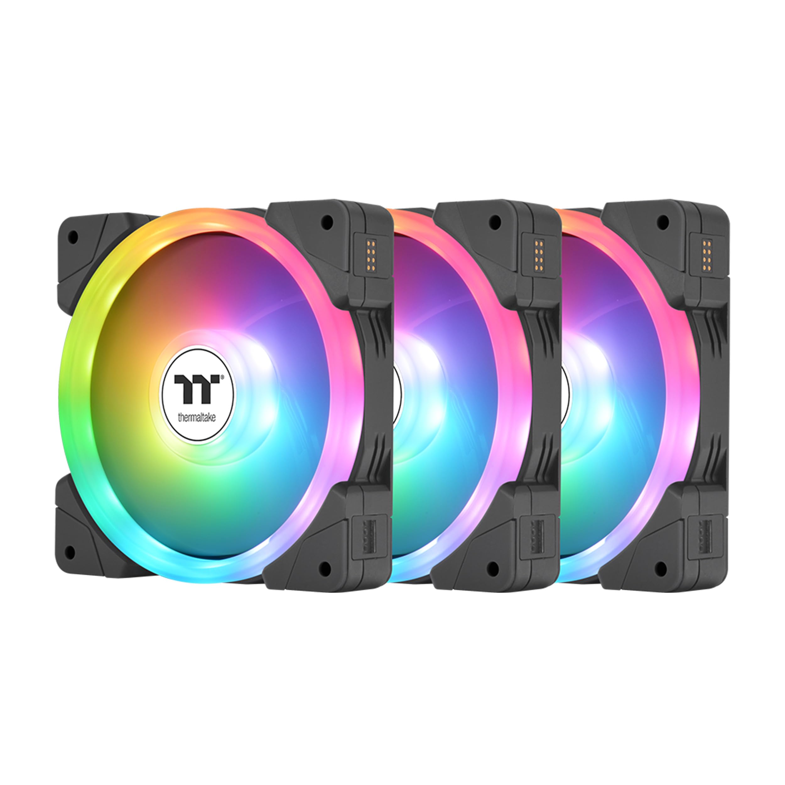 Thermaltake SWAFAN EX 12 ARGB PC Cooling Fan, 3-Fan pcak, 500~2000 RPM, Magnetic Connection, Reversable Blades, sync with MB RGB Software, CL-F167-PL12SW-A, 120mm, Black
