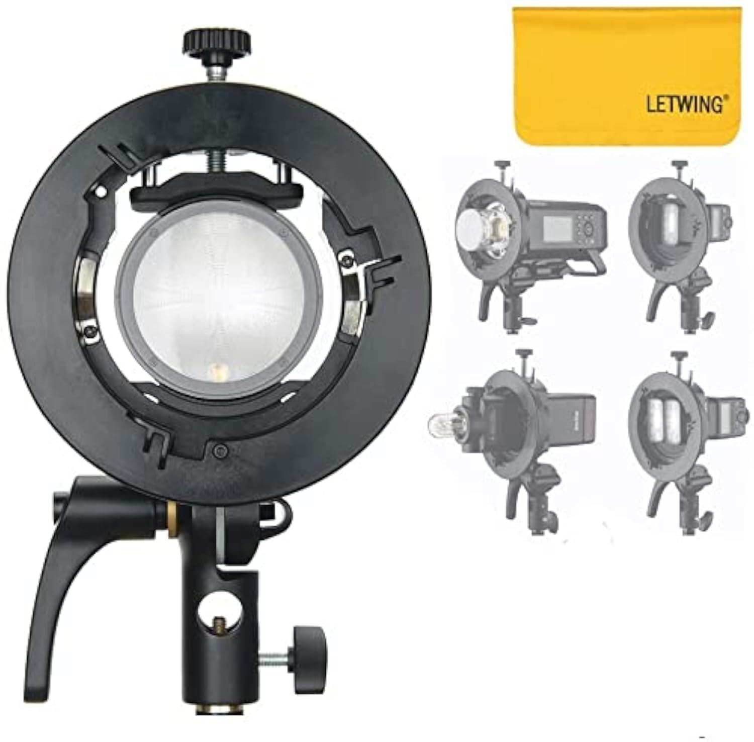 Godox S2 Speedlite Bracket S-Type Bracket Bowens Mount Holder for Godox V1 V1 Pro V100 AD200 AD200 Pro II AD300 Pro AD400 Pro V860II TT685 TT600 TT350, Precise Tilt Control, Umbrella Mount Slot
