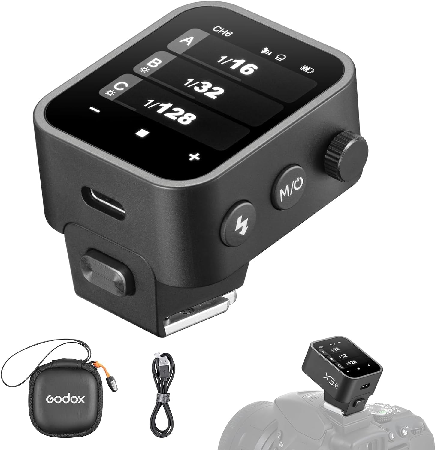 Godox X3-S Touchscreen TTL Wireless Flash Trigger for Sony Camera, 1/8000s HSS TTL TCM Function, Built-in Battery USB-C Charge Flash Transmitter Compatible with Sony A7IV A7C A7M3 A7R A7RIII