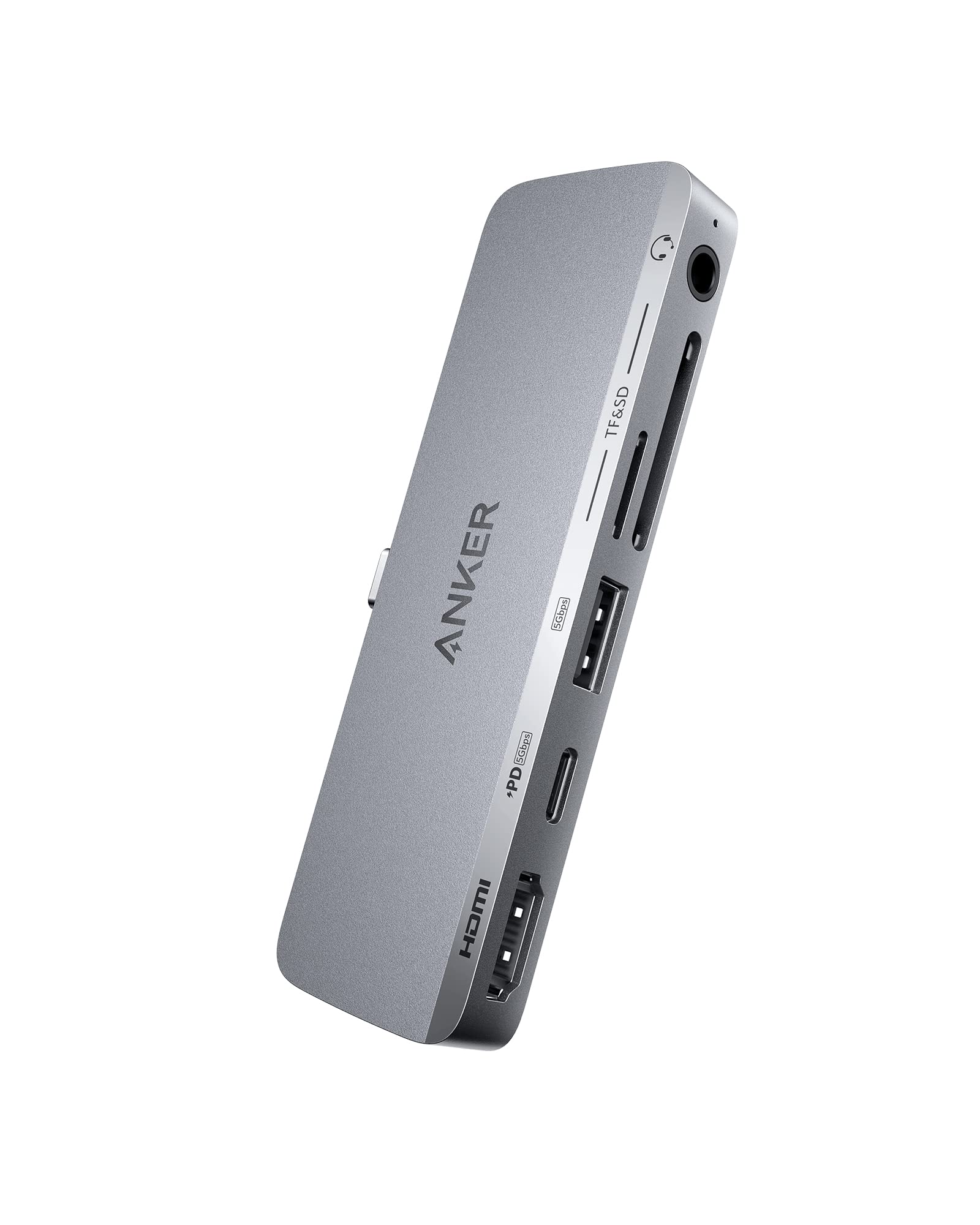 Anker USB-C Hub (6-in-1) with 4K HDMI, Multi-Function Ports, SD and microSD Card Slots, for iPad Pro/iPad Air/iPad Mini 6th Gen and Later (Gray)