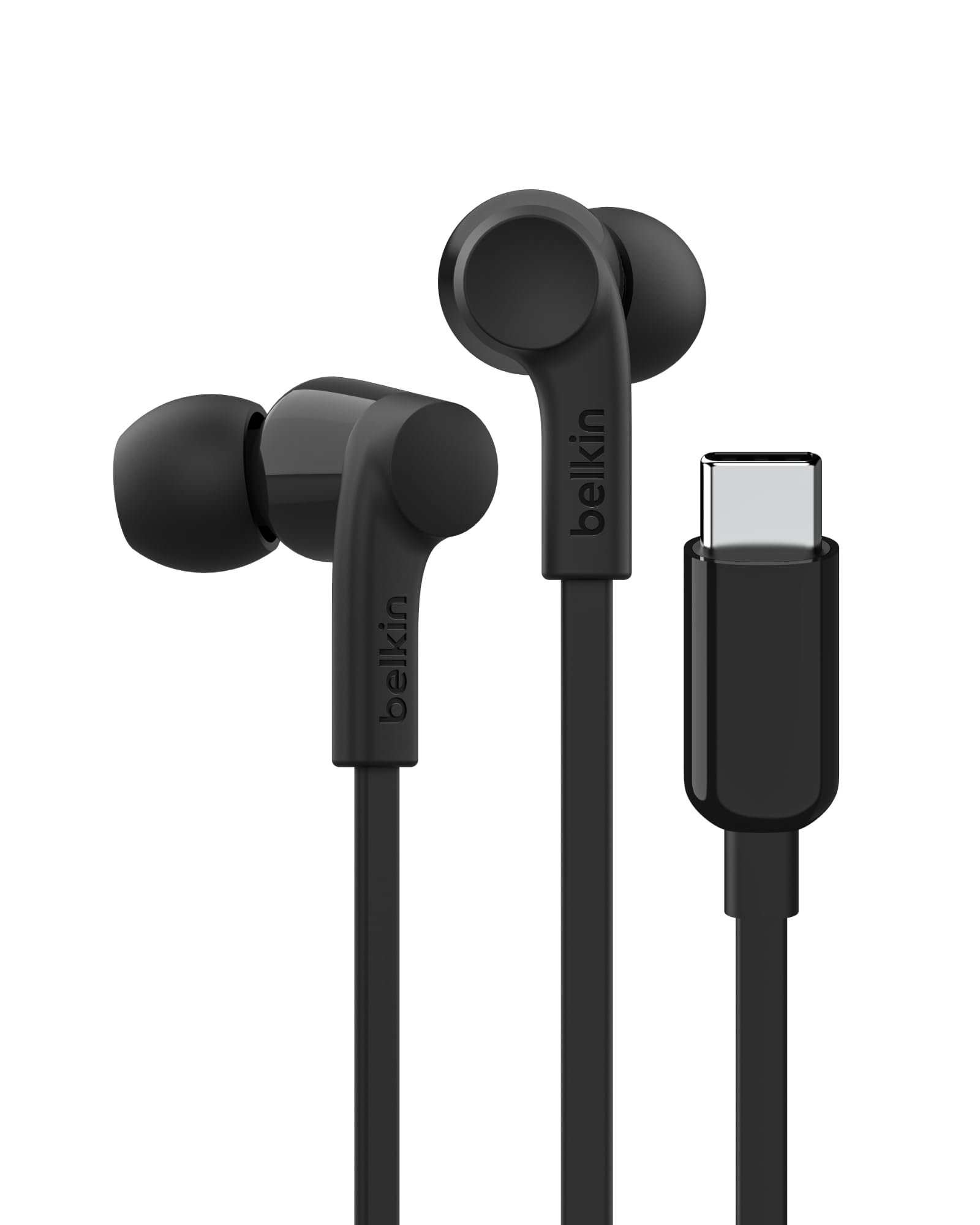 Belkin SoundForm Wired Earbuds with USB-C Connector, in-Ear Earphones w/Microphone - USB-C Headphones for iPhone 16, iPhone 15, iPad mini, Galaxy S25, Google Pixel 9, Android, and More - Black