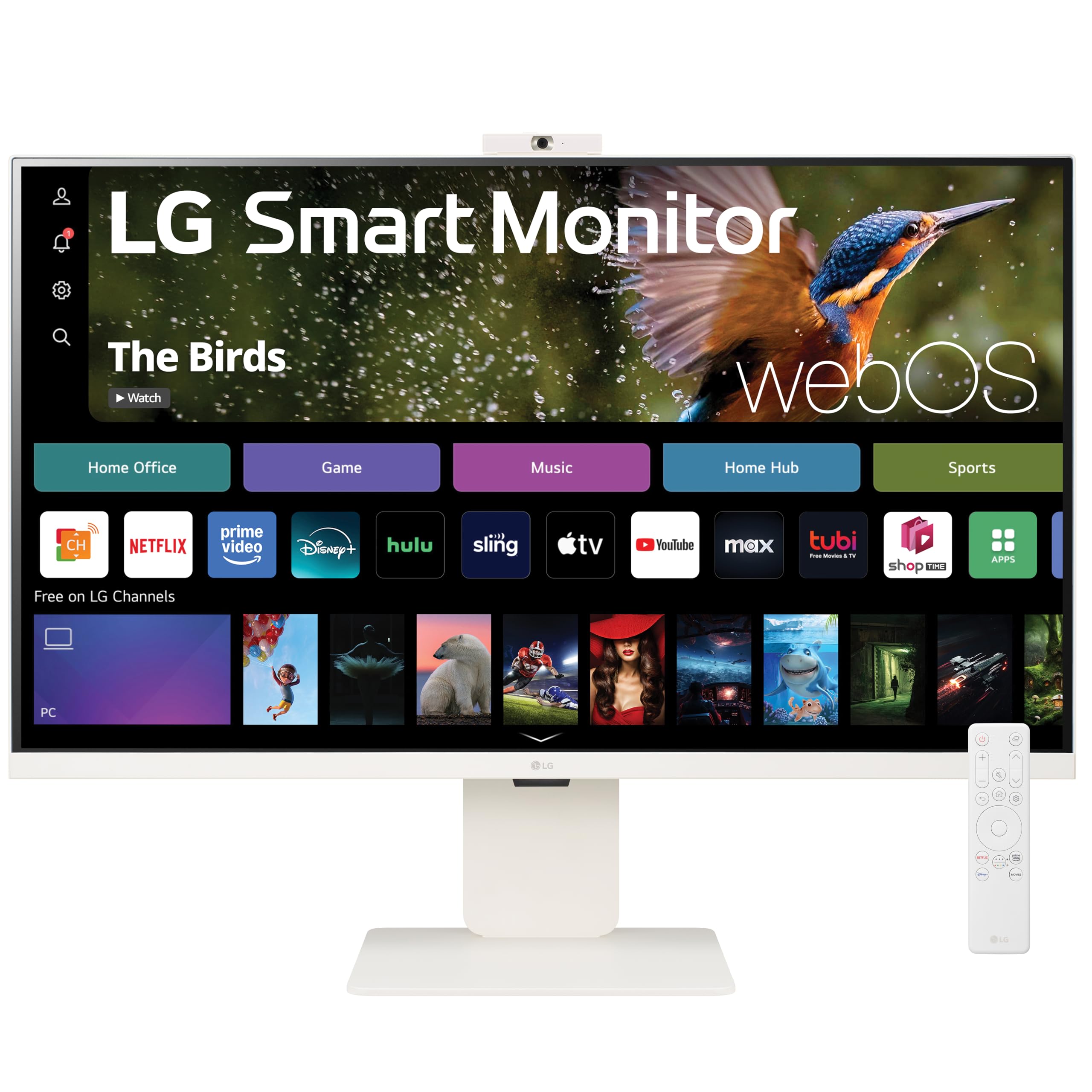 LG 32SR85U-W Smart Monitor 32-inch 4K UHD (3840x2160), IPS Display, webOS 23, USB Type-C 90W PD, Built-in FHD Webcam & Speaker, HDR 10, AirPlay 2, Screen Share, Bluetooth, White