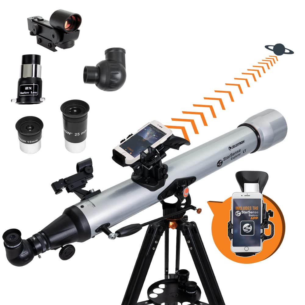 Celestron 22451 StarSense Explorer LT 80AZ Smartphone App-Enabled Telescope – Works with StarSense App to Help You Find Stars, Planets & More – iPhone/Android Compatible