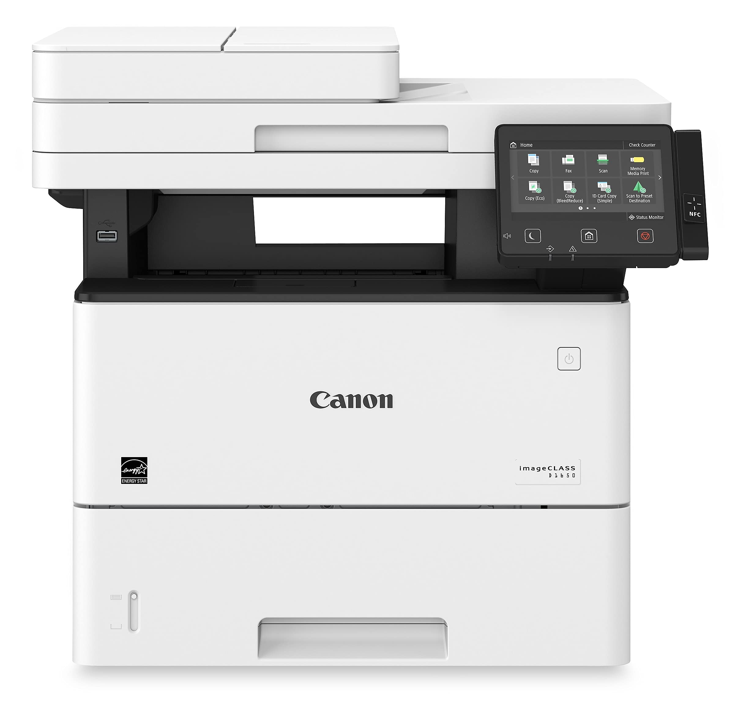 Canon imageCLASS D1650 - Monochrome Duplex Wireless Laser Printer, All-in-One With Scanner, Copier, Fax, Automatic Document Feeder, 3 Year Limited Warranty, 45 PPM, White