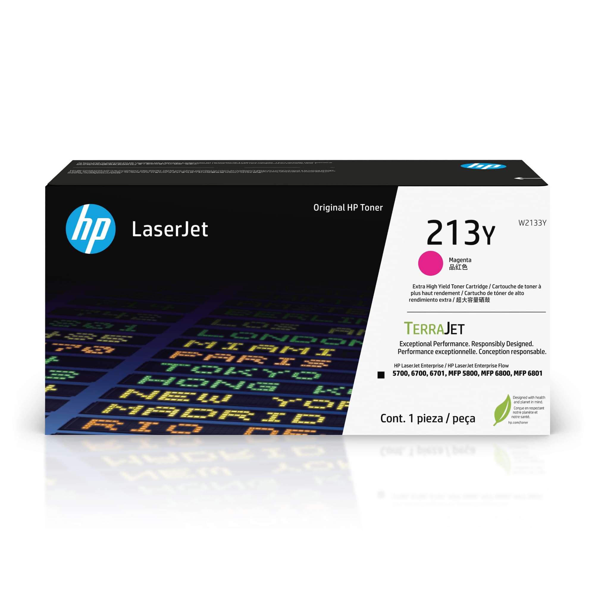 HP 213Y Extra High Yield Magenta Laserjet Toner Cartridge, W2133Y. Works Laserjet Enterprise 5700, 5800, 6700, 6701, 6800, 6801