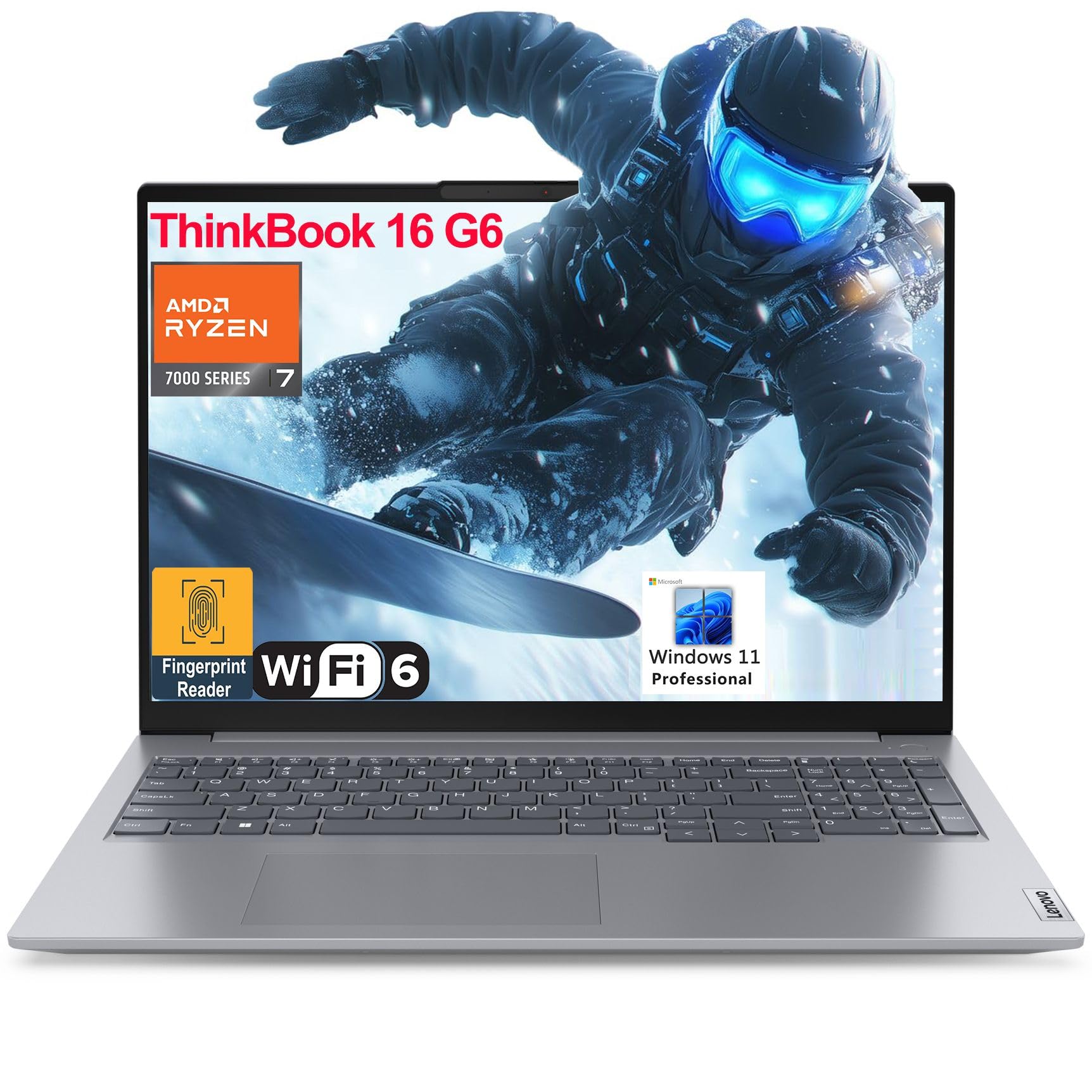 Lenovo ThinkBook 16 G6 16" FHD+ Laptop Computer, AMD 8-Core Ryzen 7 7730U (Beat i7-1360P), 32GB DDR4 RAM, 1TB PCIe SSD, WiFi 6, Bluetooth 5.3, Type-C 3.2, Fingerprint Reader, Windows 11 Pro, AZ-XUT