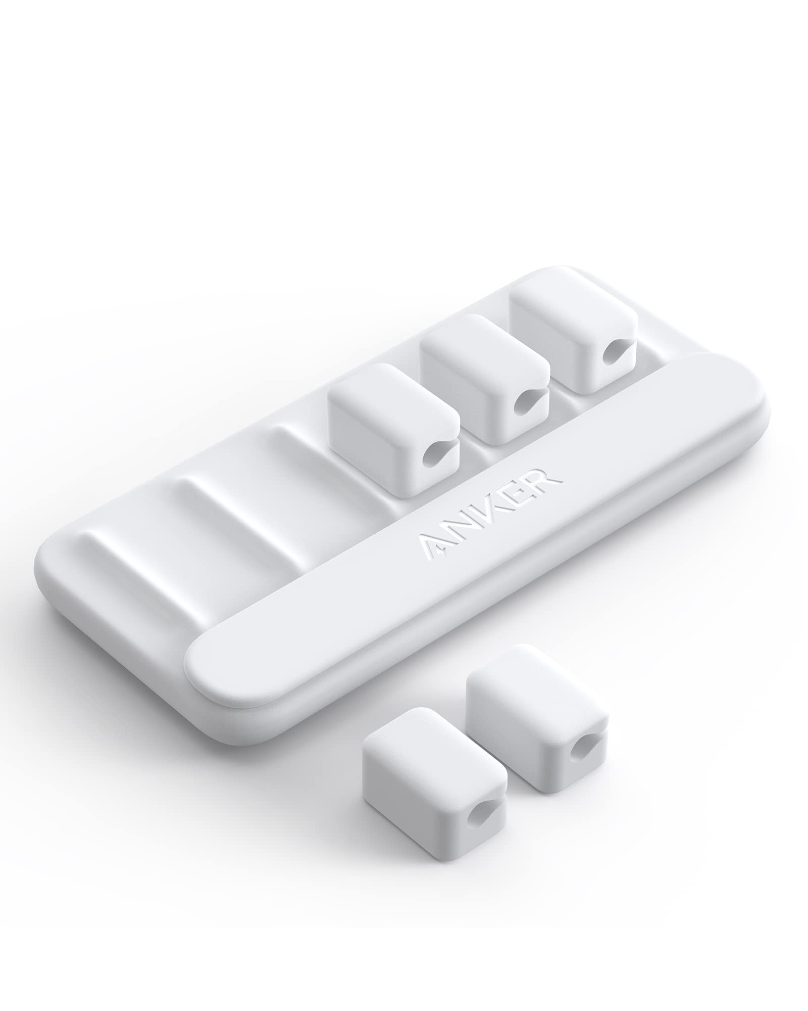 Anker Magnetic Desktop Cord Holder, Multipurpose Wire Keeper for Lightning, USB-C, Micro Cables - Sticks to Wood, Marble, Metal, Glass (White)