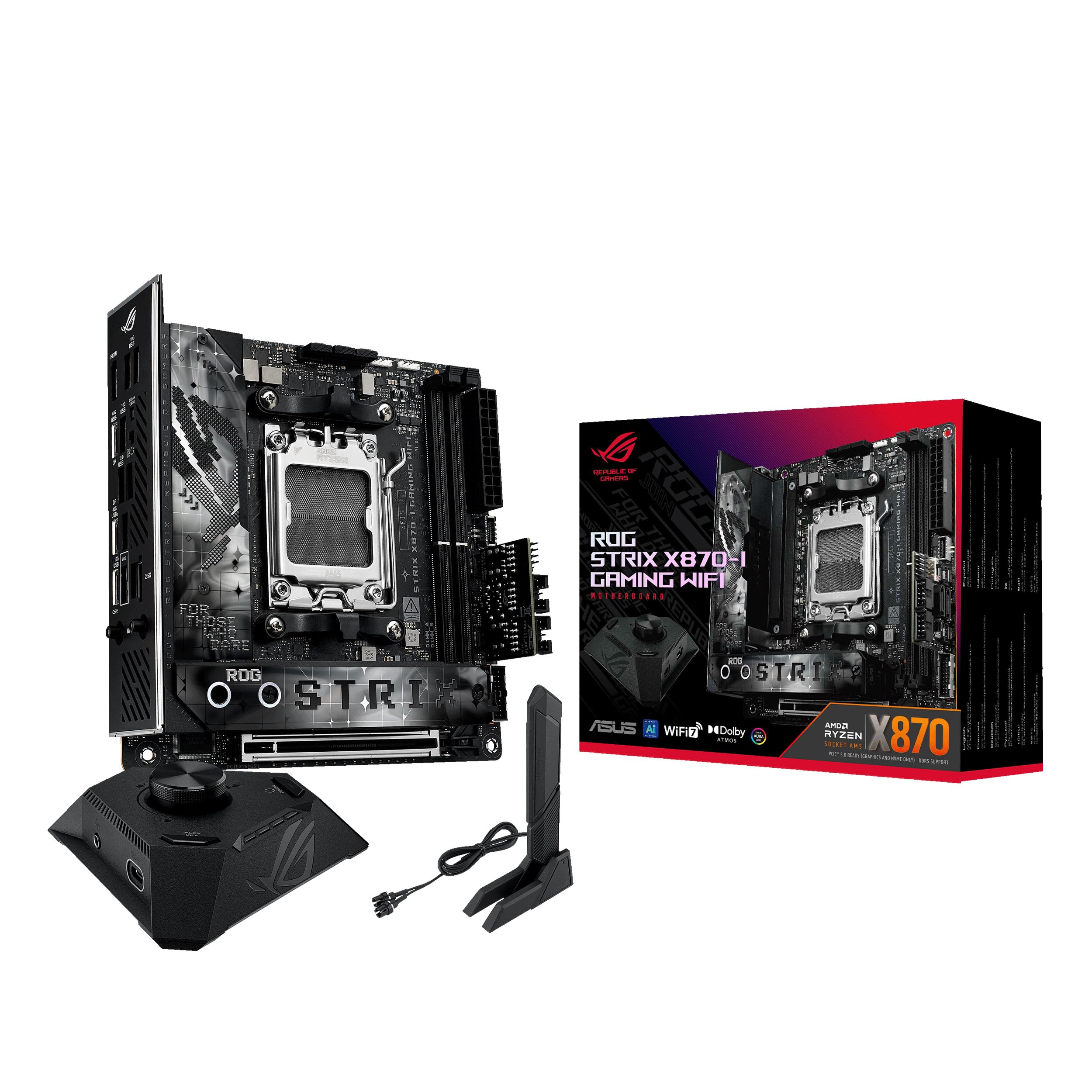 ASUS ROG Strix X870-I Gaming WiFi AMD X870 AM5 DDR5 8400 HDMI 2xUSB4 2X M2 USB3.2 WiFi 7 + BT Aura RGB 2.5Gbit LAN Mini ITX 10+2+1 Power Stages, Dual USB4, ROG Strix HIVE II Motherboard