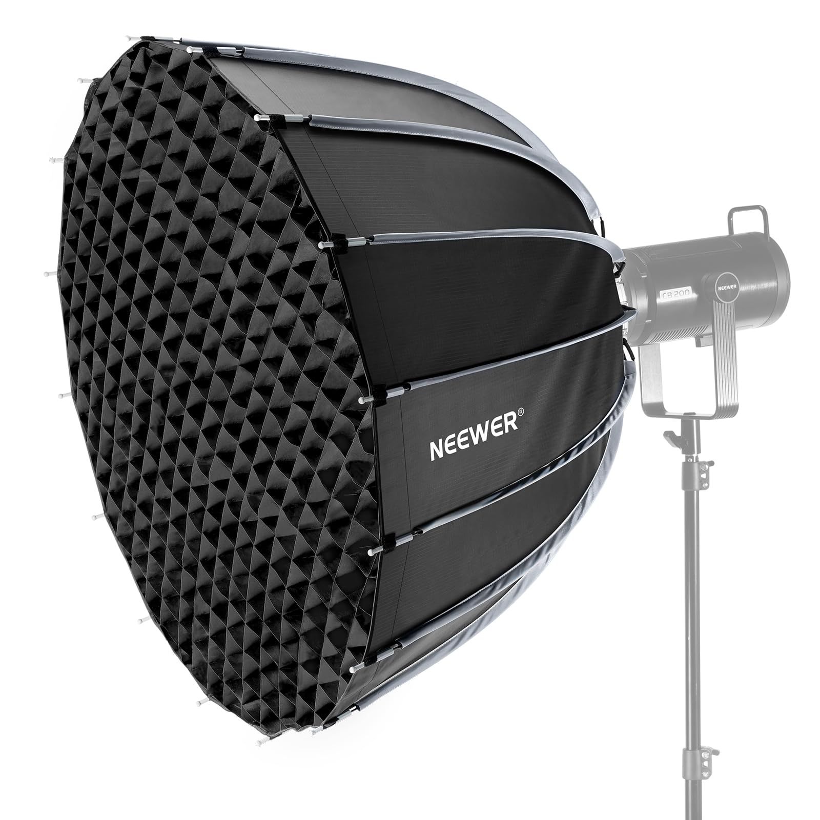 NEEWER 35.4"/90cm Parabolic Softbox Bowens Mount, Quick Release with Diffusers/Grid/Bag for Video Continuous Lighting CB60 CB200B MS60 MS150B Q4 Compatible with Godox Amaran 100x Aputure 600d, NS90P