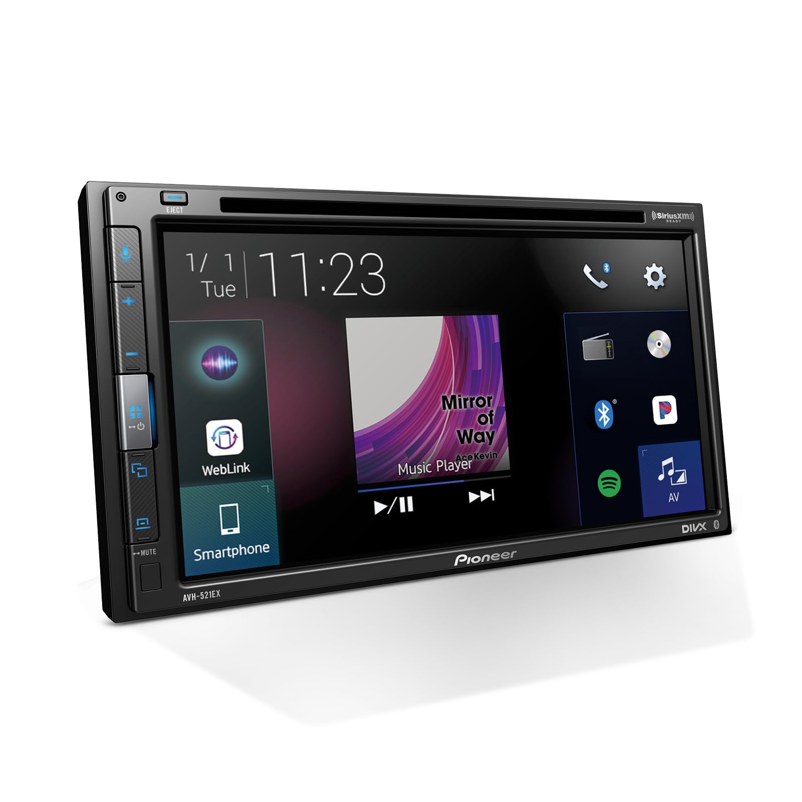 Pioneer AVH-521EX 6.8" Resistive Touchscreen, Double Din – Bluetooth, Backup Camera, SiriusXM, USB, FLAC Playback, MIXTRAX, 13-Band EQ, AM/FM Radio Preouts