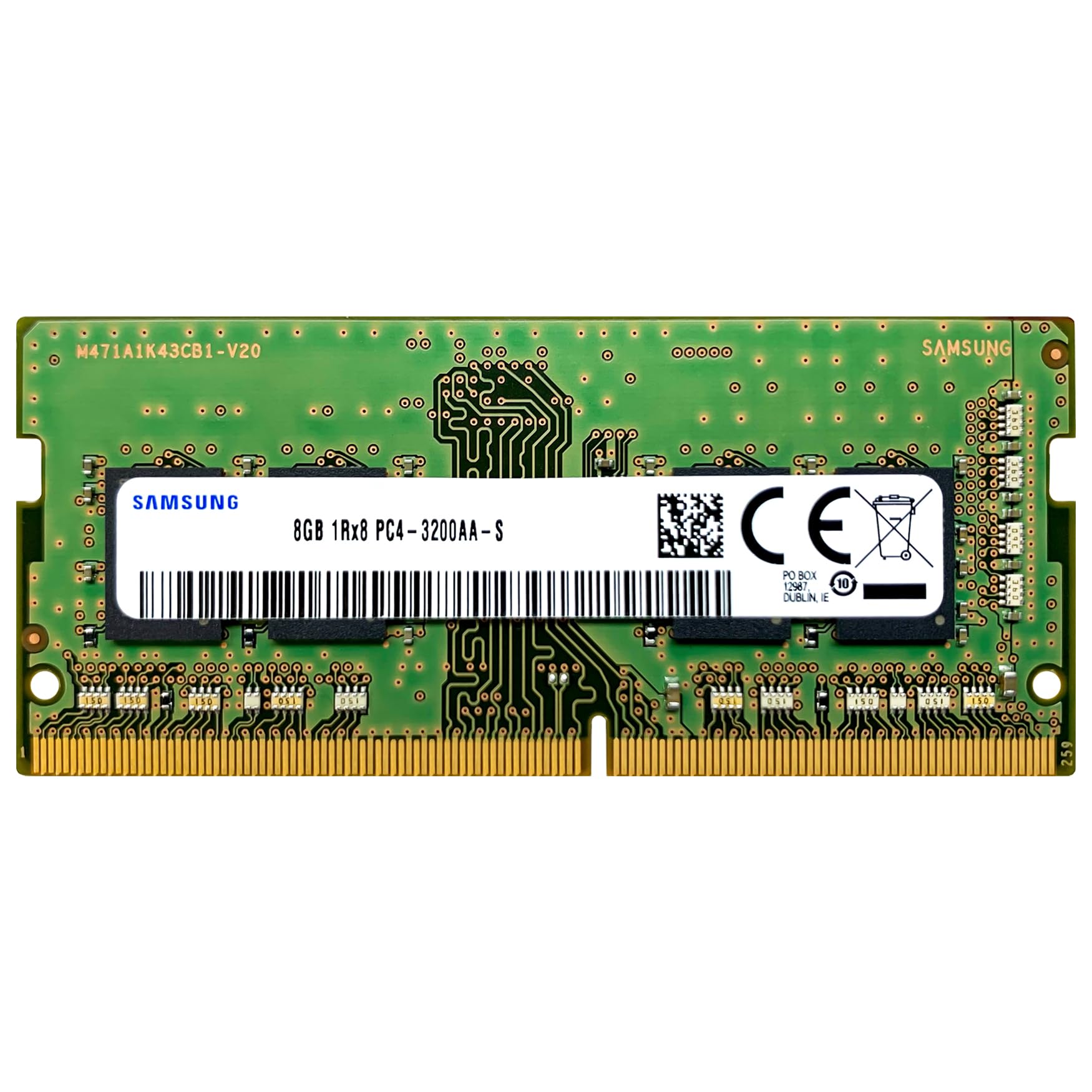 Samsung 8GB DDR4 3200MHz PC4-25600 (PC4-3200AA) CL22 SODIMM 1Rx8 Single Rank 1.2V 260-Pin Laptop RAM Memory